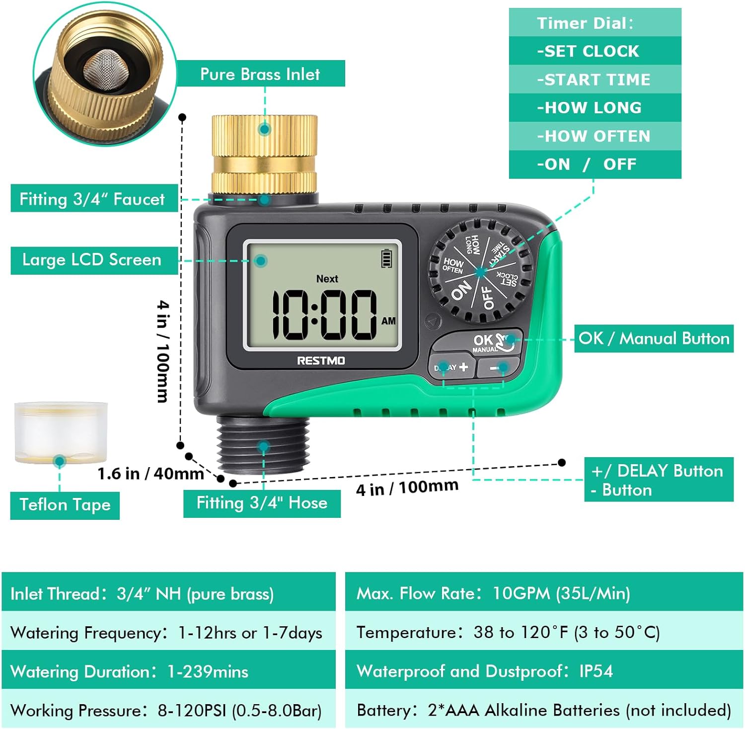 RESTMO Sprinkler Timer Components Diagram