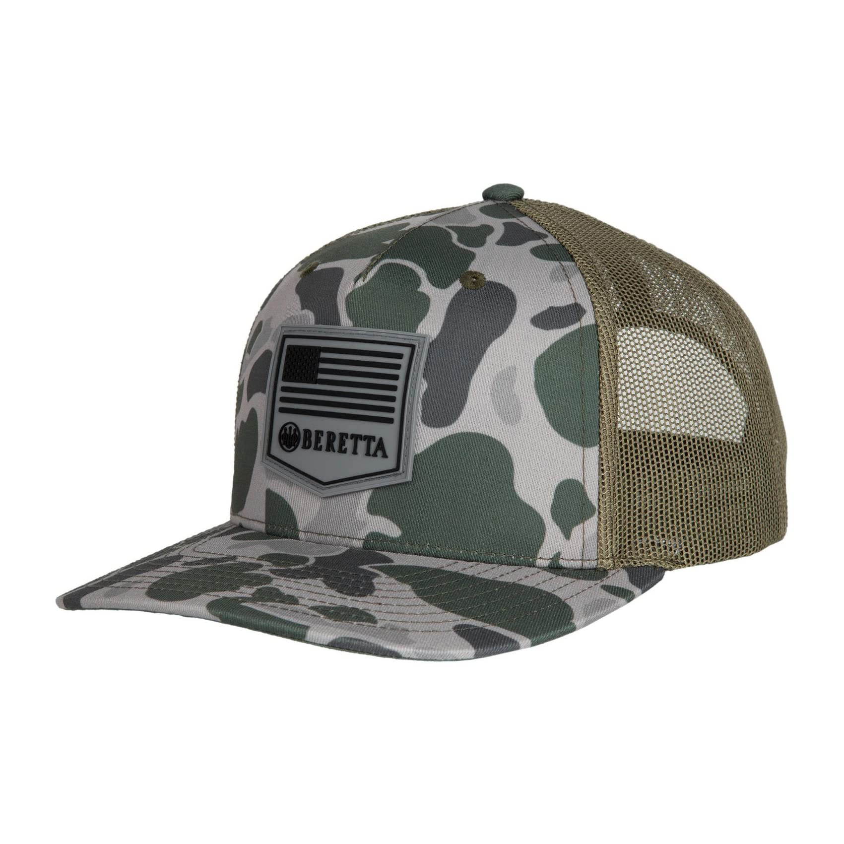 Beretta Men's PM Trucker Breathable Lightweight Outdoor Casual Baseball Cap with Adjustable Snapback - One Size Fits Most Green Duck Camo