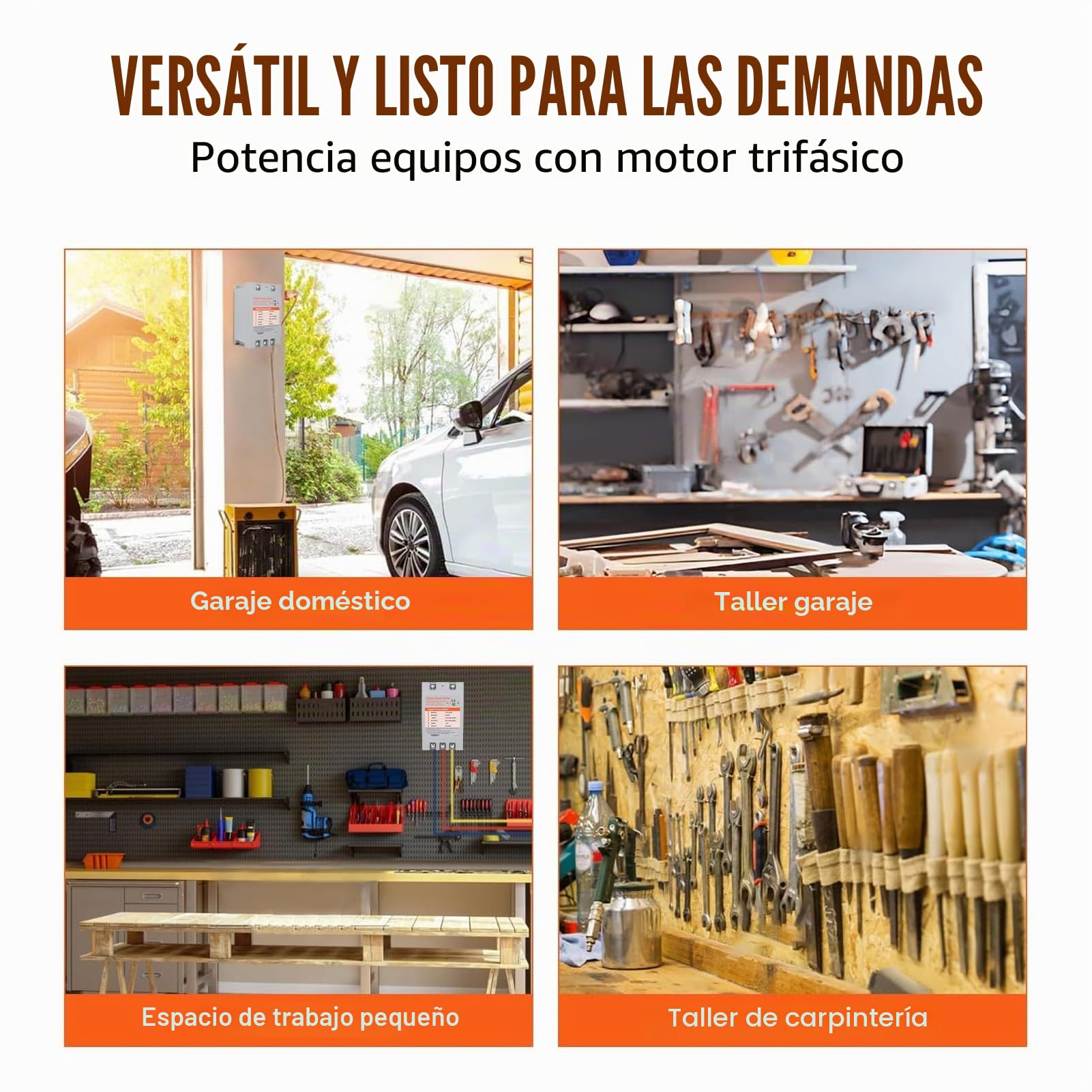 Convertidor monofásico a trifásico digital de 5 caballos para uso residencial y comercial ligero 220 a 240 V CA con enchufe de 15 A