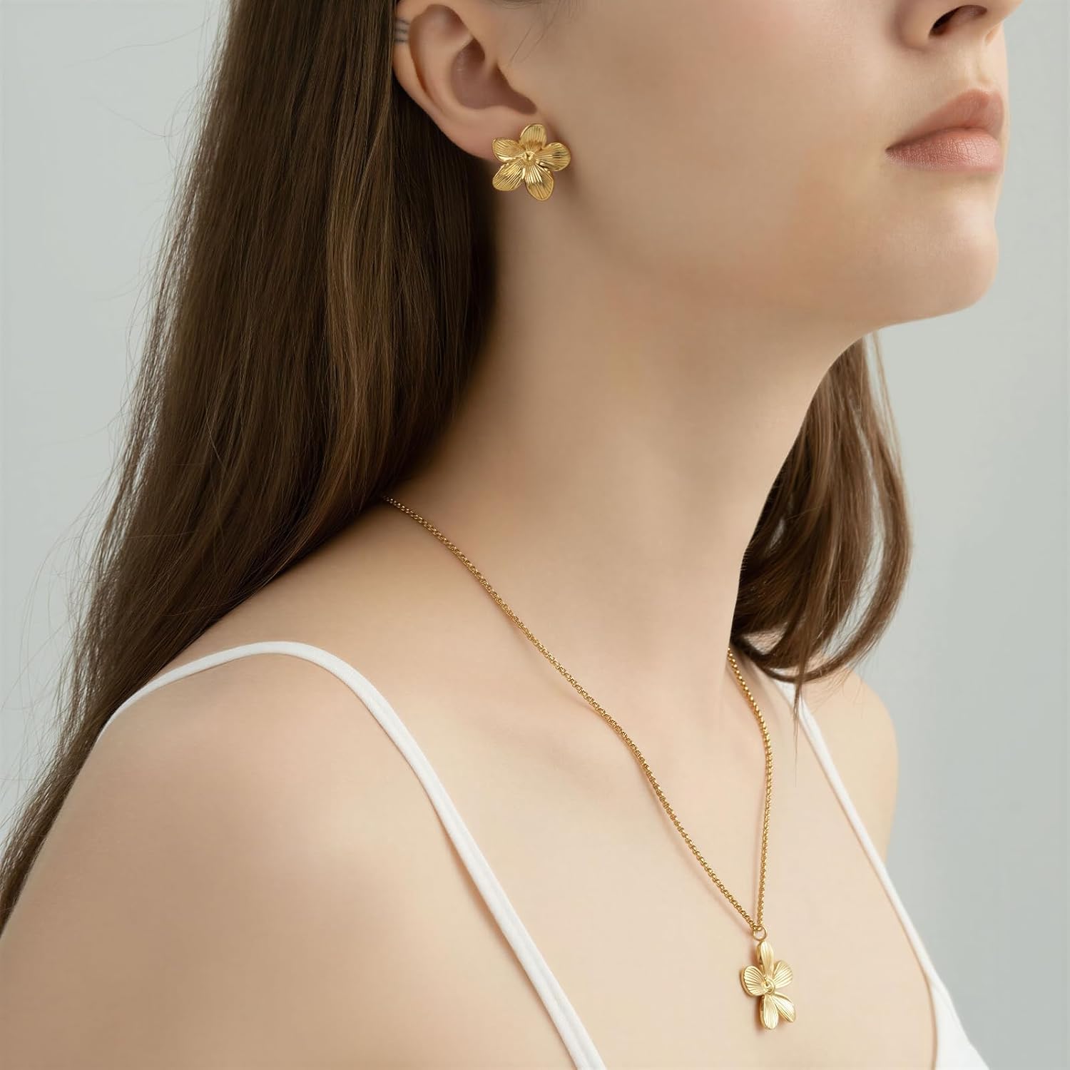 14K Gold Plated Surgical Hypoallergenic Stainless Steel Studs Fit Dainty Flower Earrings for Women