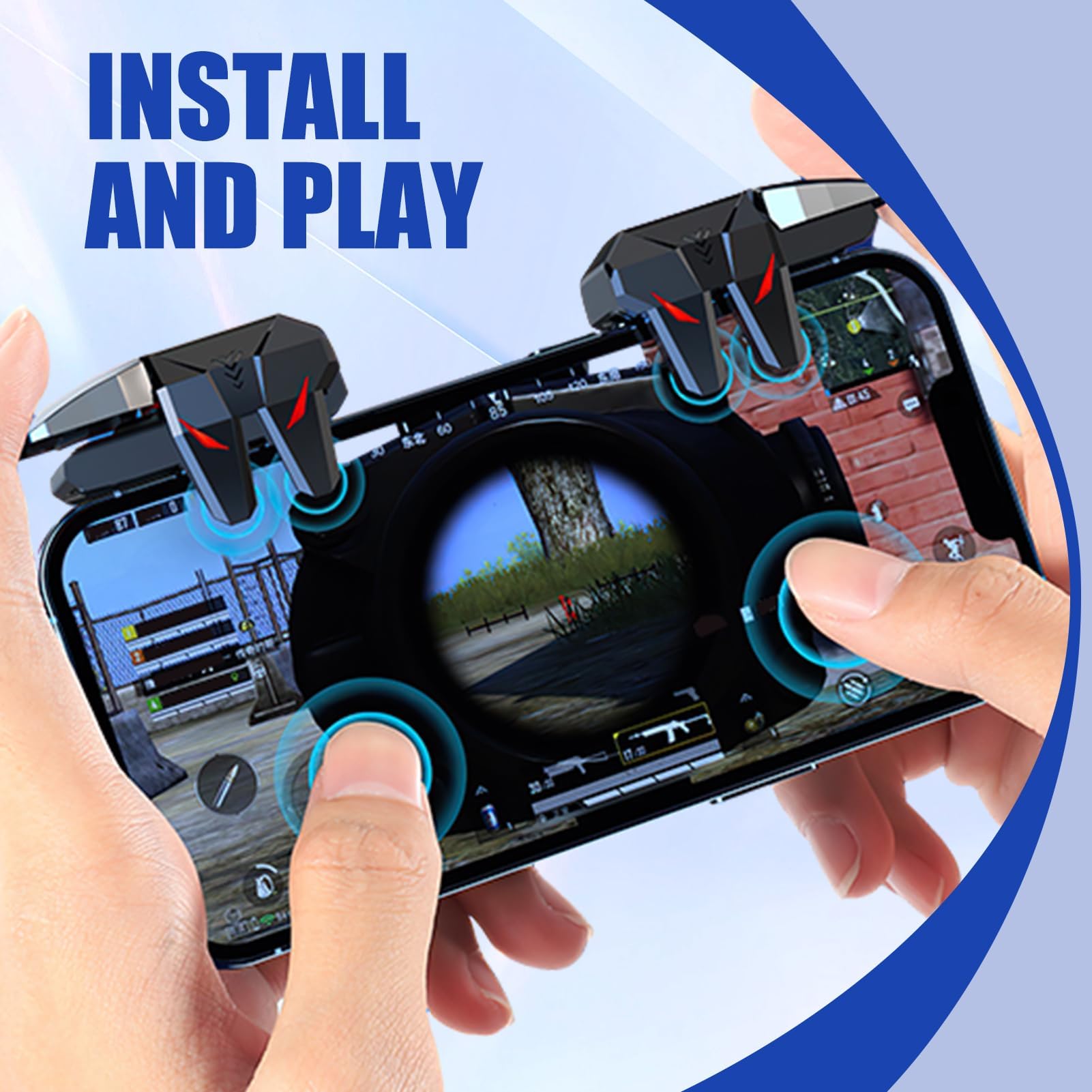 Novstuf Triggers 6 Dita Joystick Controller per PUBG COD, Rapid-Fire Tiro Joystick Controller Amartphone Sensibilità Alta Protezione Schermo Compatibile con Telefono Smartphone Android e iPhone