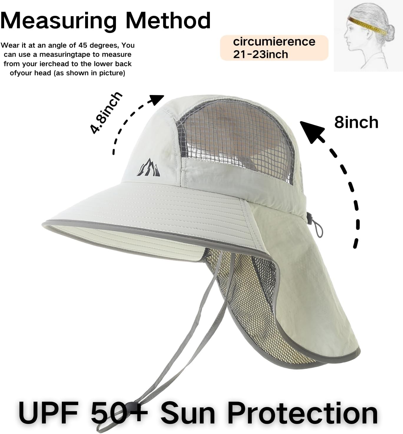 UV Sun Protection Hat Women Foldable Neck Flap Wide Brim Fishing Hat with Ponytail Hole for Women - Image 4