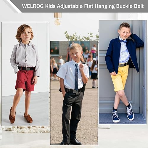 Miniatura 2 de WELROG Cinturón de hebilla ajustable para niños pequeños, cinturones elásticos con hebilla plateada para niñas y niños