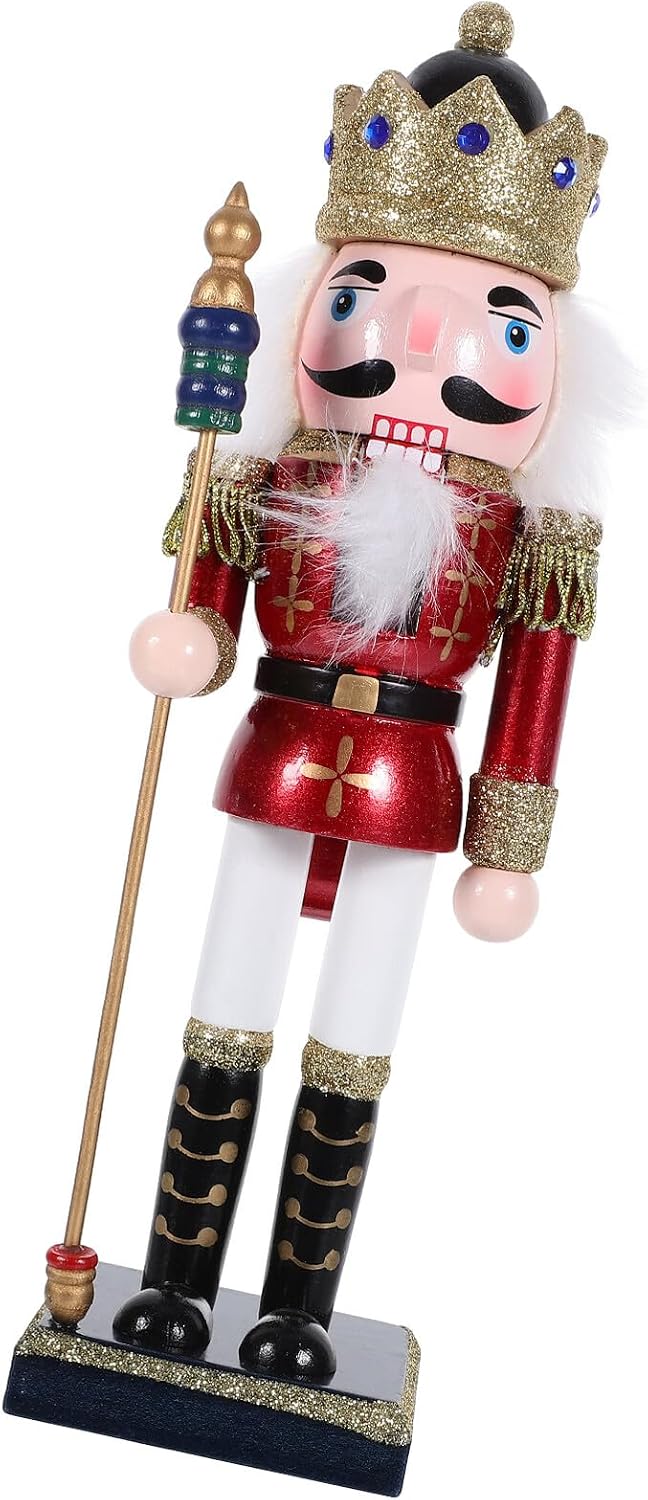 INOOMP 25cm Pearl Pink Xmas Nutcracker Figurine with White Feet Wooden Holiday Nutcracker Decoration for Christmas Home Décor Tabletop Display