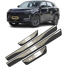 Car Door Sill Scuff Protector, for Changan CS55 Plus Accessories Parts, Stainless Steel with abs Plastic Door Entry Guard Plate Trim Cover, Auto Interior Accessory Kick Panels 4pcs Set Silvery