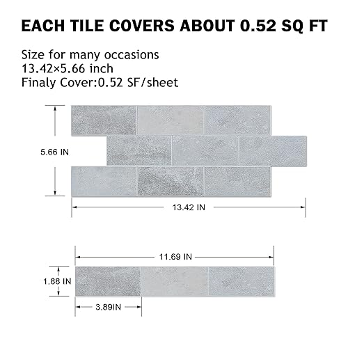 Miniatura 5 de KASARO Azulejos de pared para cocina, 20 hojas adhesivas de metro, azulejos de mosaico de PVC para despegar y pegar, azulejos decorativos para