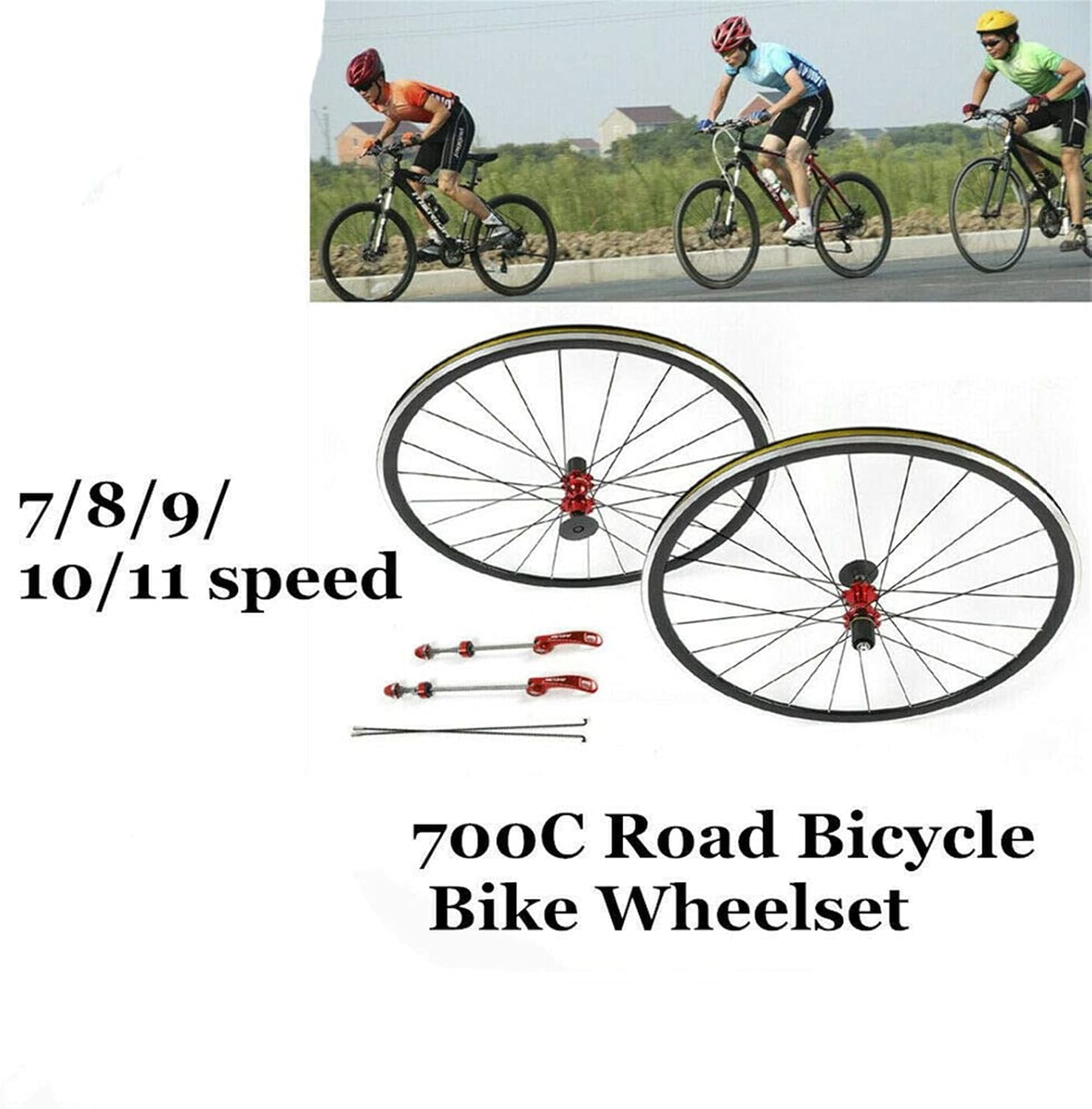 700C Bicycle Wheel Road Bike Front Rear Wheels Ultra Light Rim Brake C/V for 7/8/9/10/11 Speed Wheelset