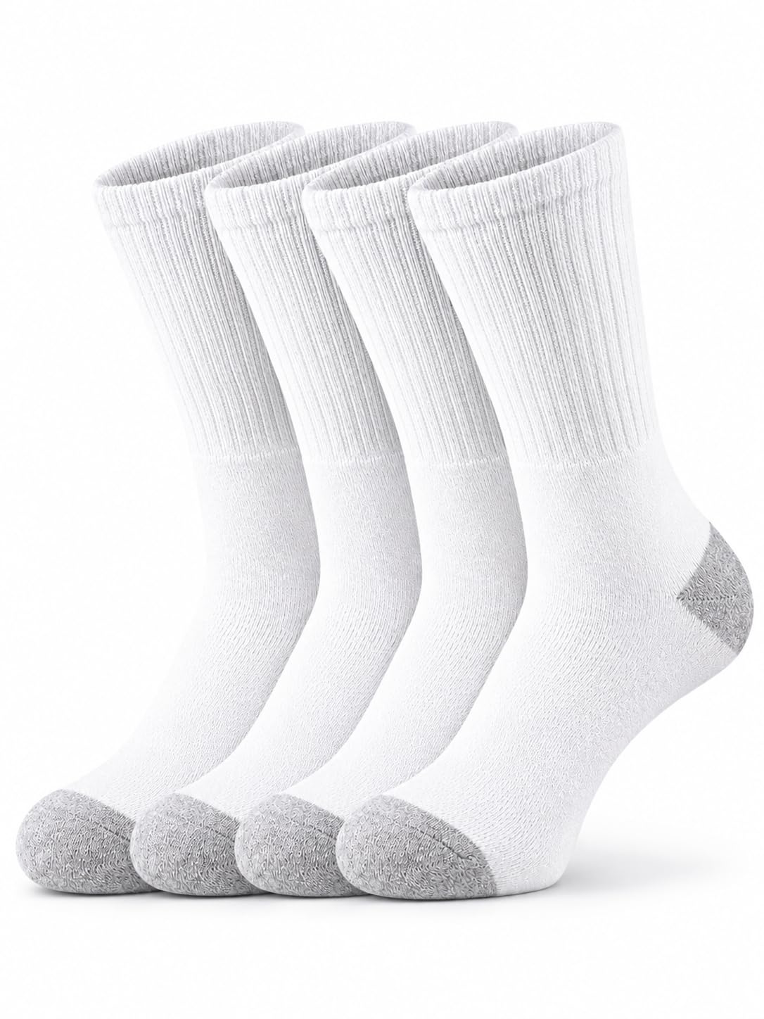Pack of 4 White Crew Length Socks for Men | Cotton Blend Casual & Gym Socks-picture-26