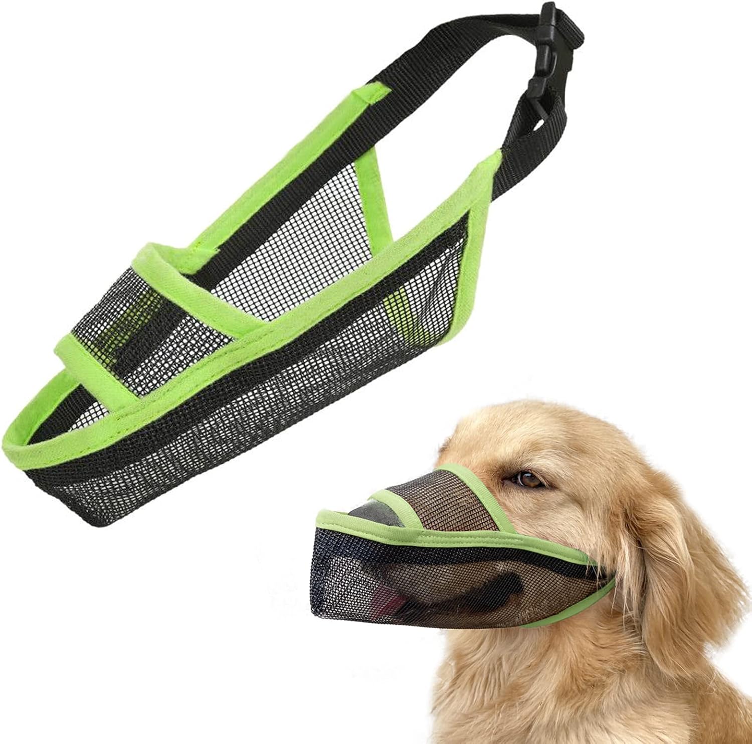 Nylon Dog Muzzle for Small Medium Large Dogs, Air Mesh Breathable and Drinkable Pet Muzzle for Anti-Biting Anti-Barking Licking