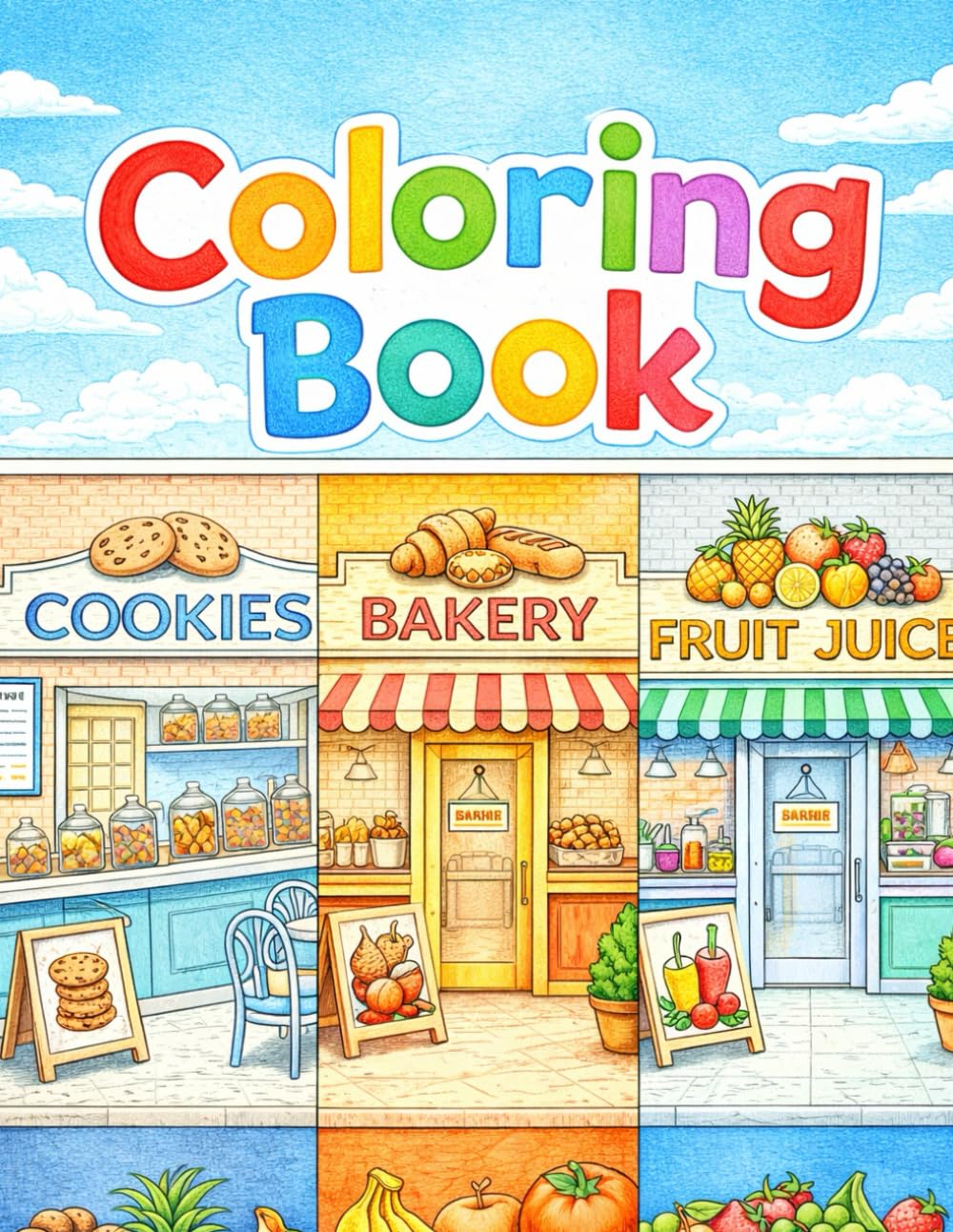 Sweet Shops Coloring Book: Ice Cream, Donuts, Cupcakes, Bakeries, and More – A Relaxing Coloring Book for Adults