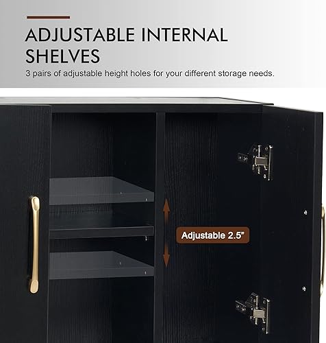 Miniatura 5 de BarberPub Armario de estilo para montaje en pared con puertas y bisagras, para sala de estar, armario colgante para spa 2205 (negro)