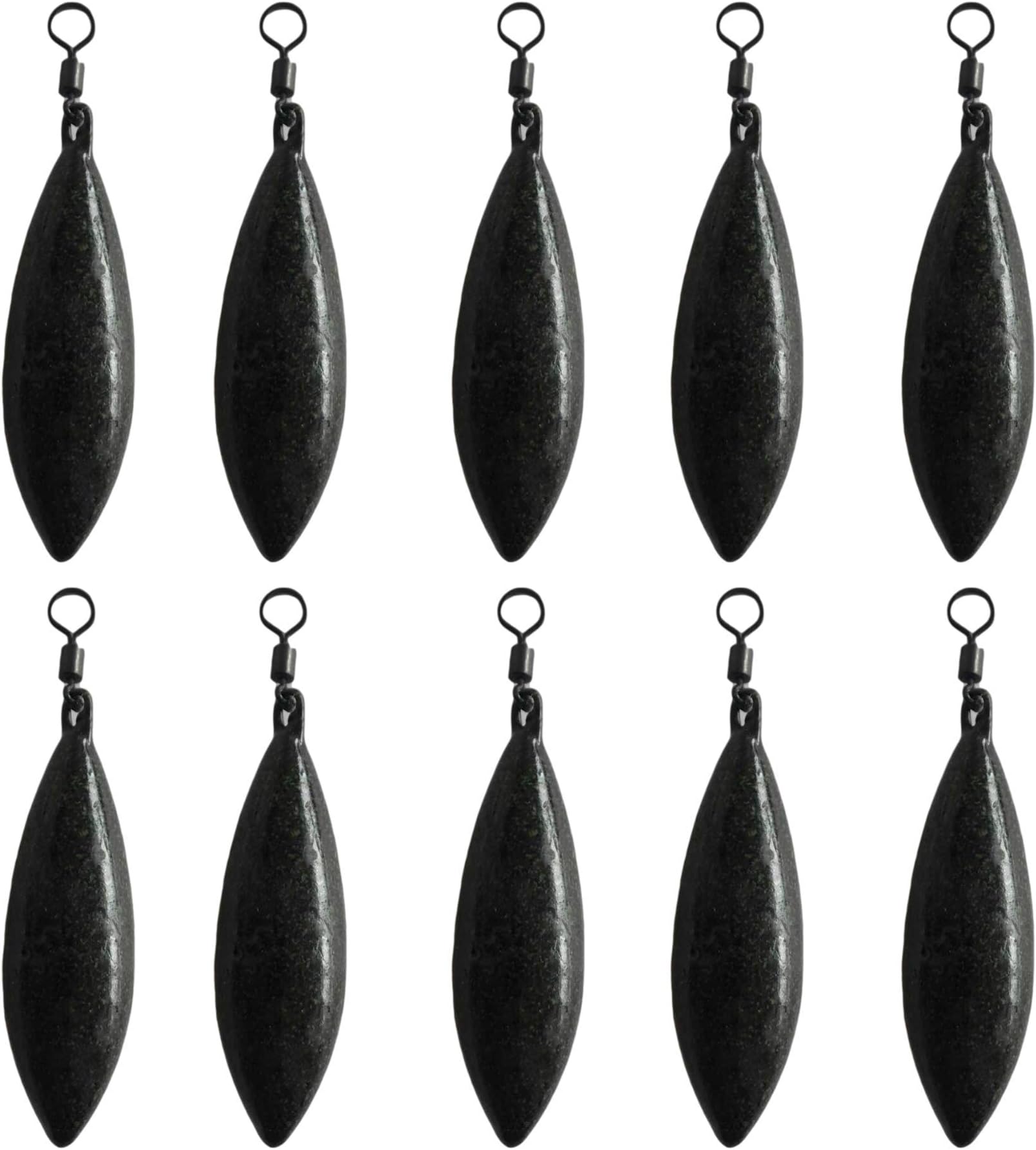 BZS Carp Fishing Weights Distance Casting with Swivel and Powder Coated Finish for Running Rigs and Weight Clip, (Pack 10)