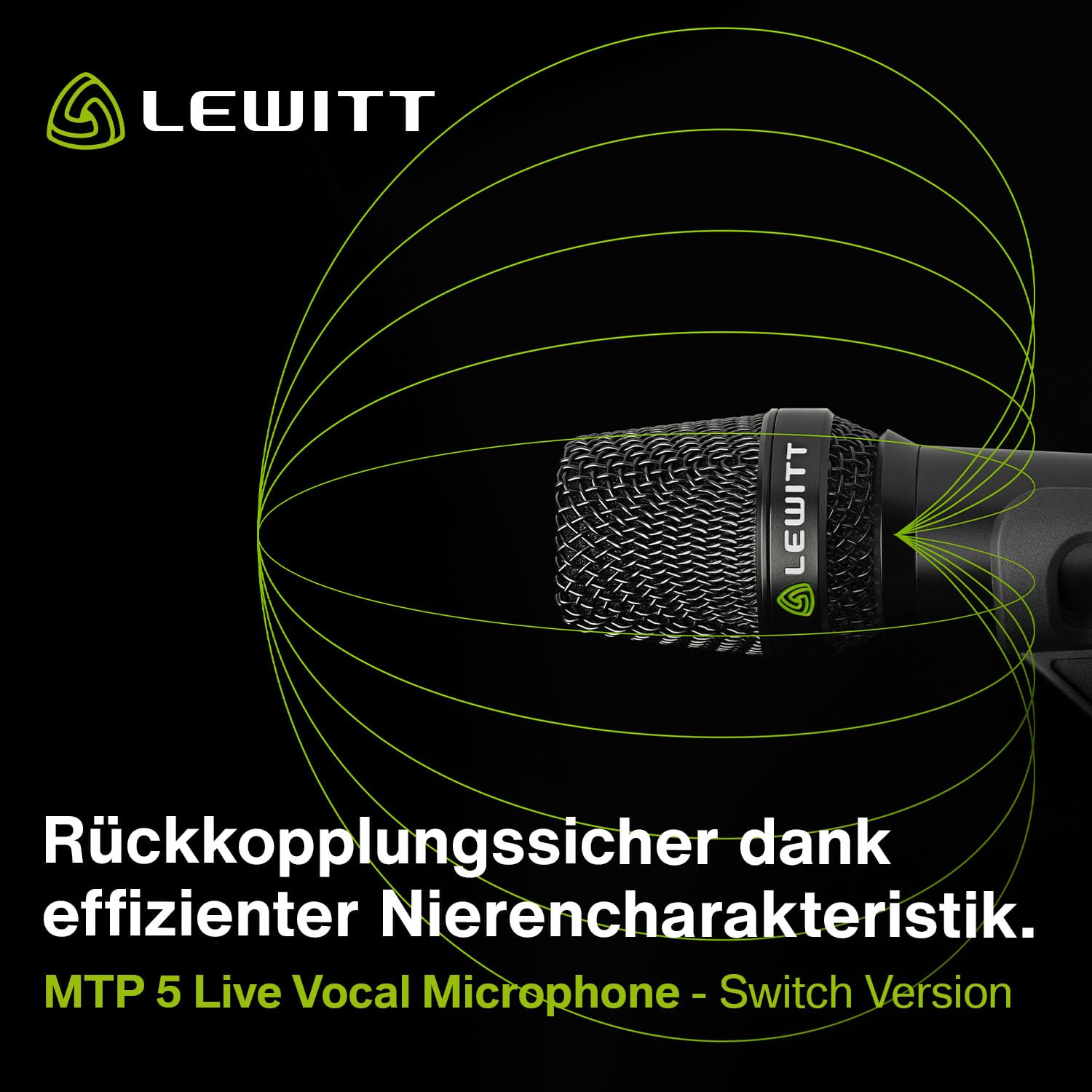 Lewitt MTP 5 Live Gesangsmikrofon mit Schalter - Hervorragende Klangqualität - Ideal für Live Gesang, Sprache, Podcasts, Instrumente - Dynamische Kapsel mit Nierencharakteristik