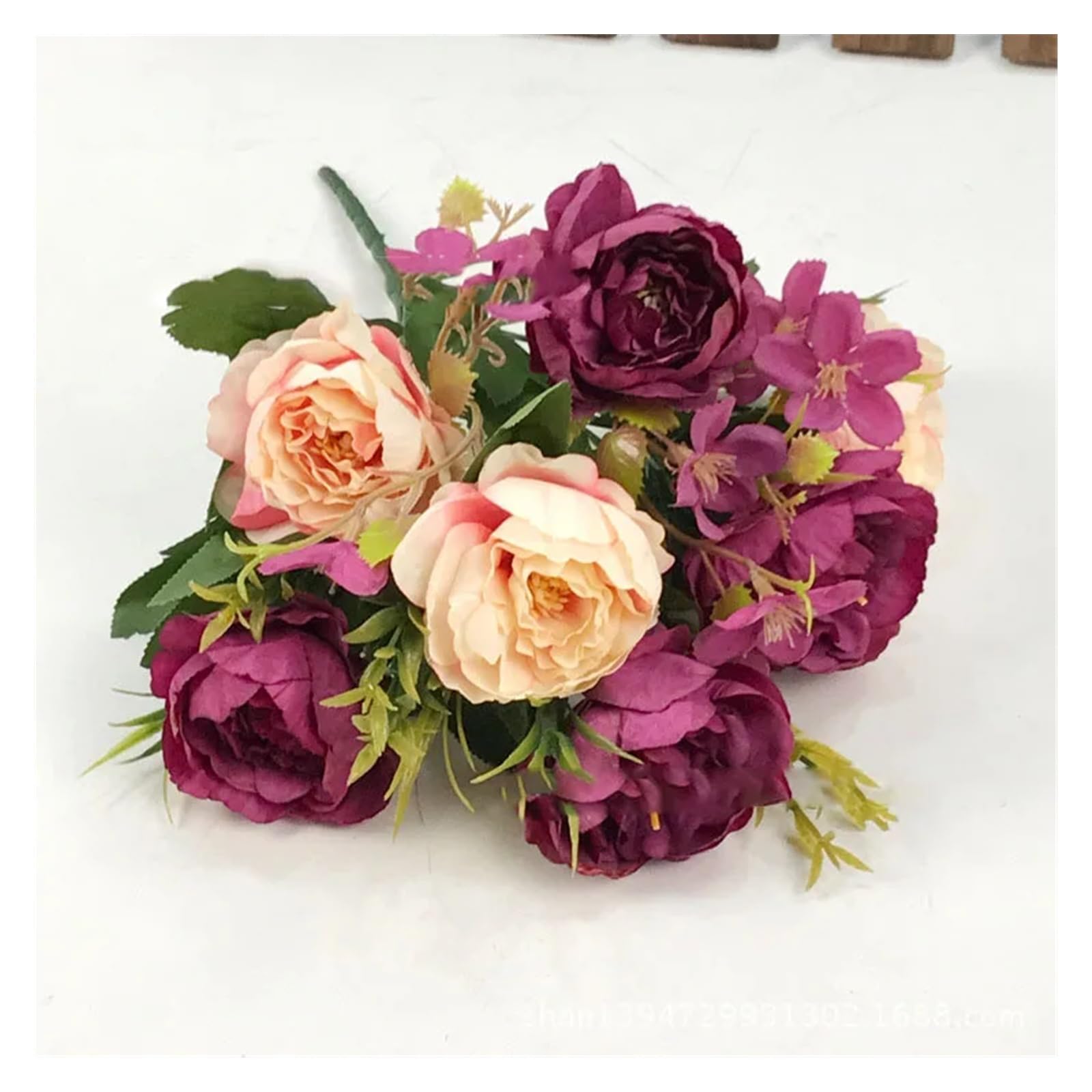 Fleur de pivoine artificielle avec vase et bouquet de fausses fleurs DIY