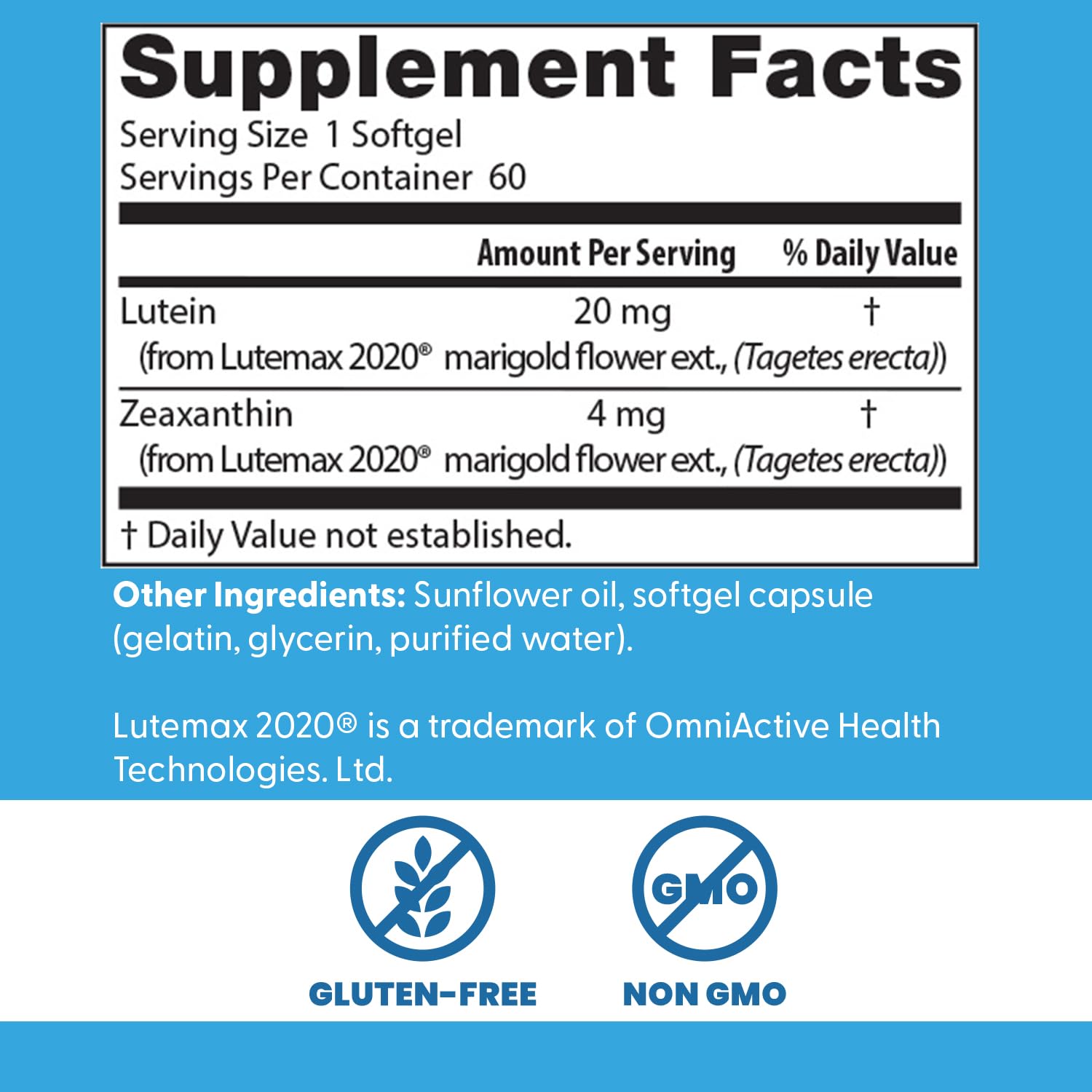 Doctors Best Lutein, Supports Eye Health & Performance, Non-GMO, Gluten Free, 20 mg, 60 Softgels
