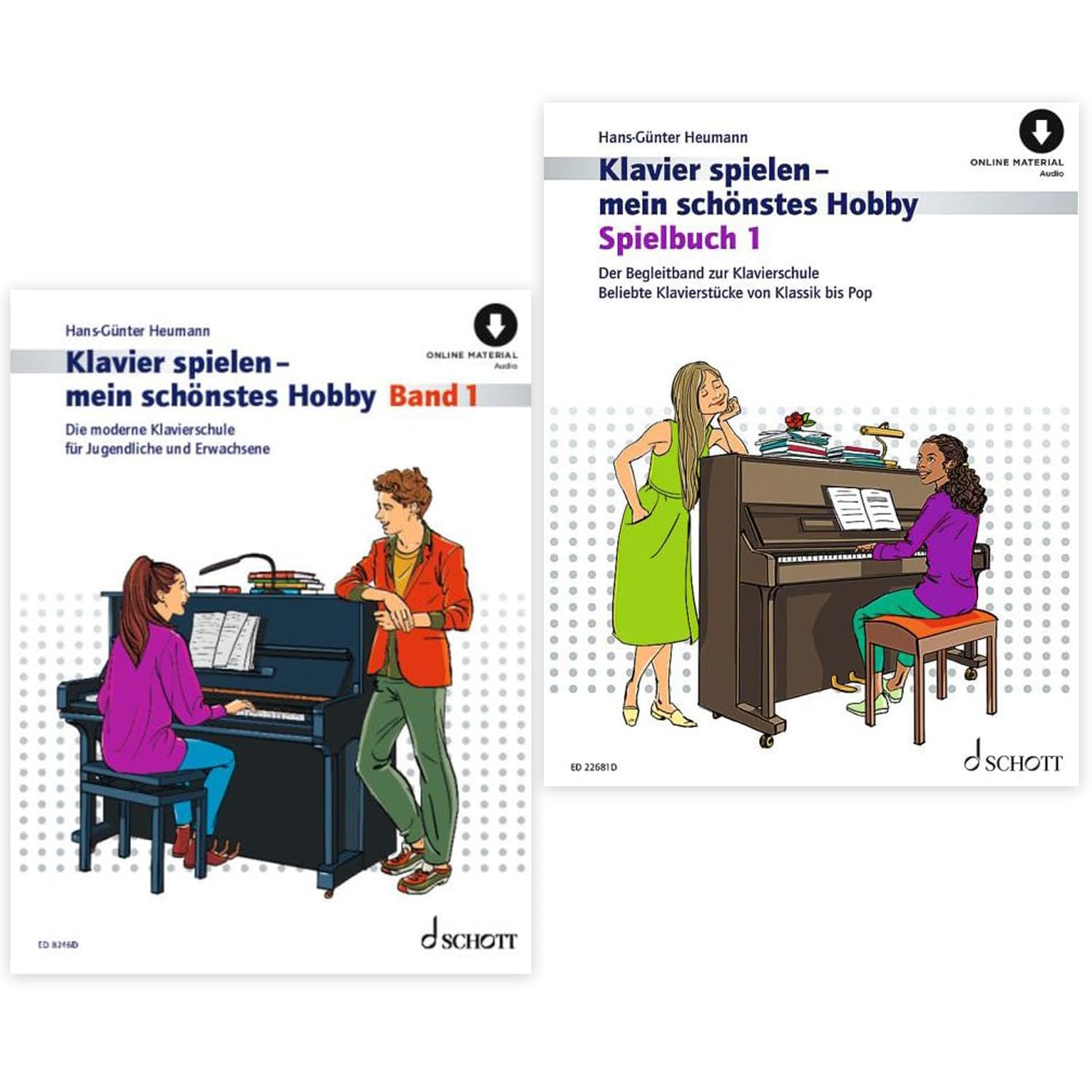 Klavierspielen - mein schönstes Hobby Band 1 und Spielbuch 1 ( ED 8246D, ED 22681D, 9783795725655, 9783795729363) + Soundman-Notenheft + 2 Pianobleistifte (Starterset)