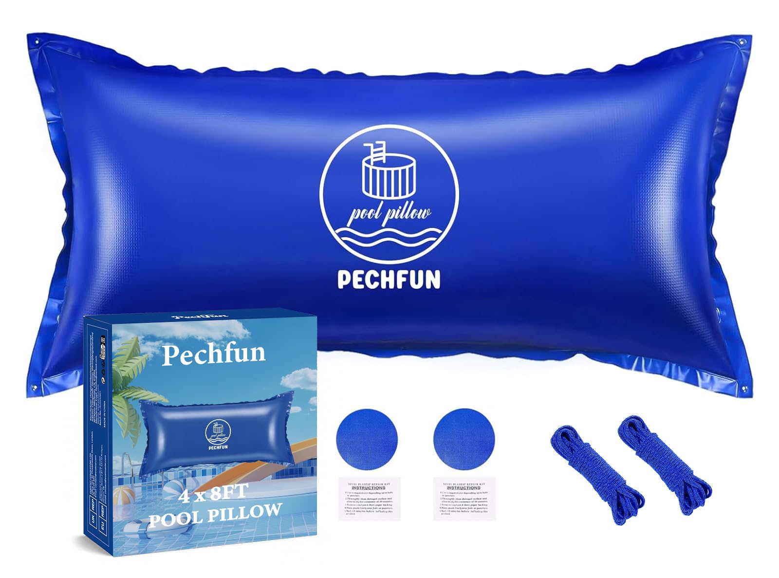 Coussin Piscine Hivernage, 120×240cm Coussin Hivernage Piscine Hors Sol, avec Valve de Sécurité et Double Couture, Kit de réparation Inclus