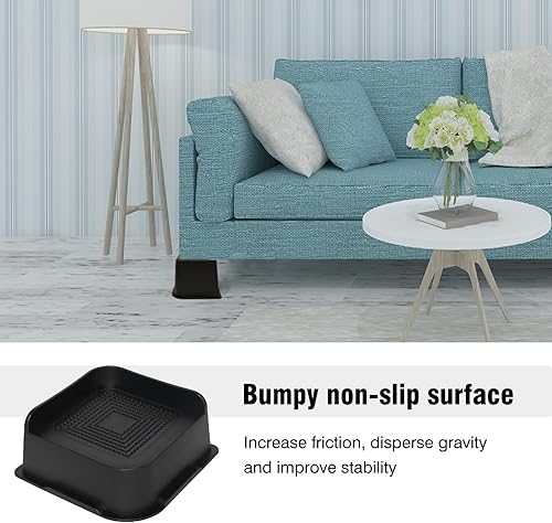 Miniatura 2 de KAPHIB Elevadores de cama para muebles de 2 pulgadas, bloques elevadores de muebles resistentes de gran tamaño que elevan hasta 6,000 libras con