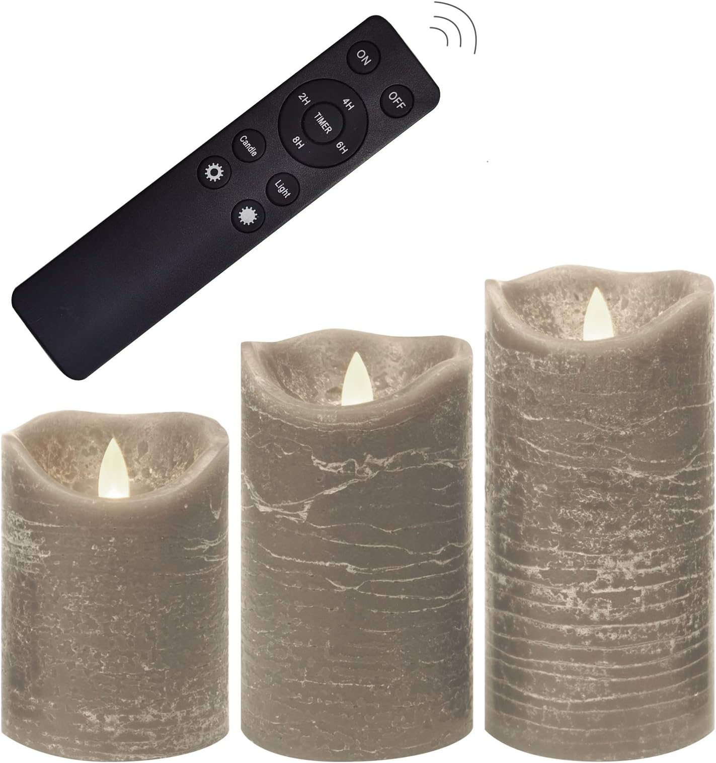 adoria Grey Flameless Candles Large Collect Set of 2 Real