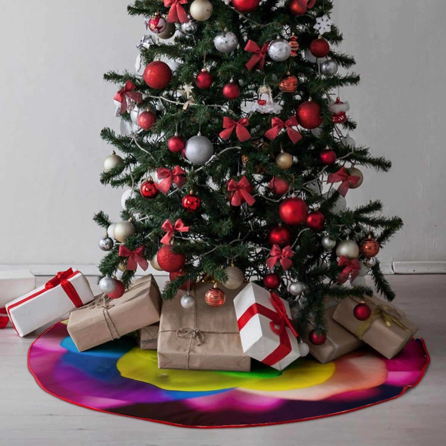 Christmas Tree SkirtRainbow Flowerclassic Fashion Tree Skirt Painted Multifunctional Christmas Tree Skirt