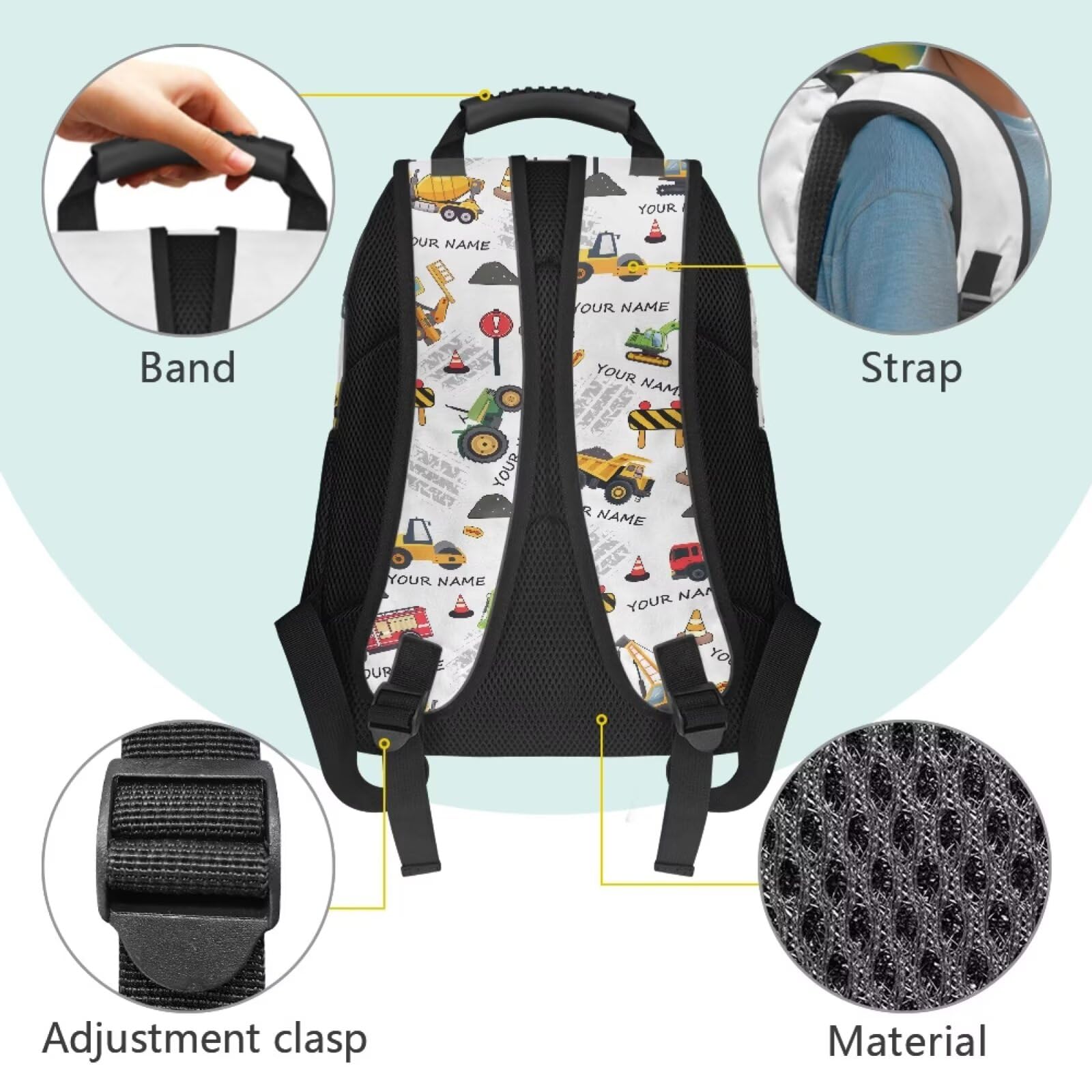Mochila personalizada con nombre, mochila escolar personalizada para niños y niñas, bolsa de libros personalizada de 17 pulgadas