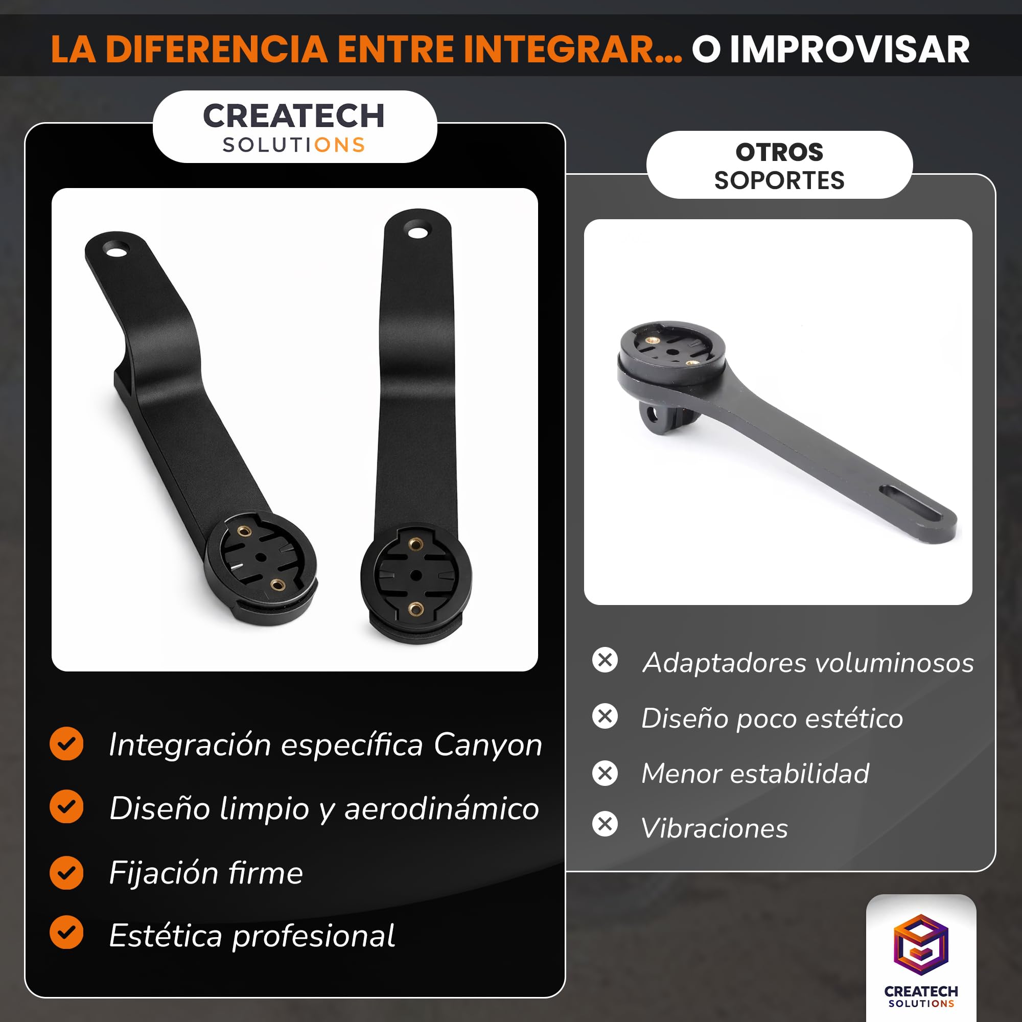 Soporte Manillar Canyon Gear Groove Grail 2-Aeroad-Endurance-Ultimate Valido para Ciclocomputadores/Soporte para Ordenador de Bicicleta Universal Nylon PA12 + CF V2