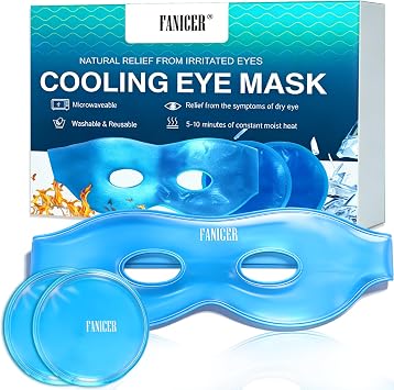 Cooling Eye Mask,Cooling Gel Eye Mask Set,Reusable Hot Cold Eyes Padswith 2 Gel Pads,Versatile Hot/Cold Relieve for Eyes Dark Circles,Face Relaxation,Comfort Skin-Friendly