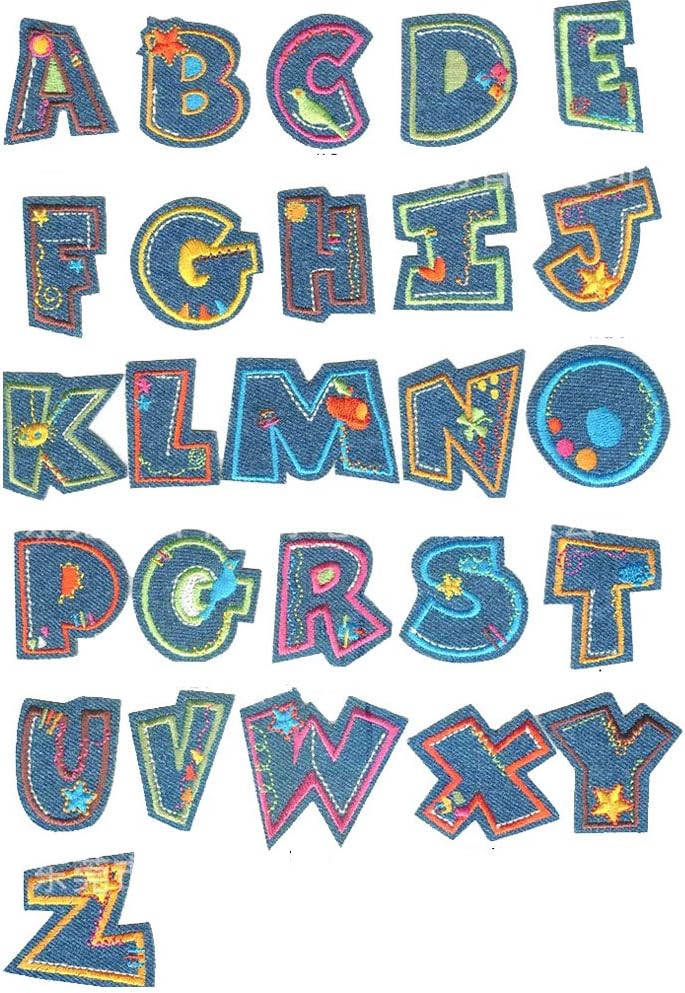 Letter A-Z Novelty Applique Patches (Iron or Sewing On) (Cartoon Letter)