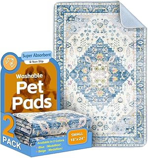 Washable Pee Pads for Dogs 2 Pack Reusable Puppy Training Pads 24"x18" Super Absorbent Waterproof Dog Training Pads, Non-Slip Potty Pads Whelping Pads Litter Mat Pet Supplies Blue