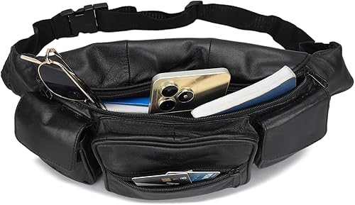 Miniatura 4 de leatherboss Jumbo Fanny Pack con bolsillos laterales valcro color negro