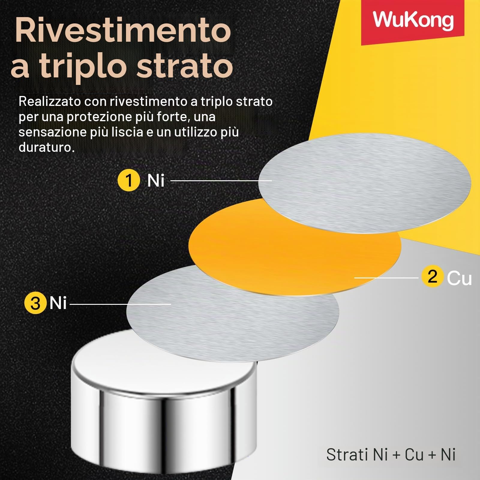 Wukong N45 Mini Magneti Forti, 3x2mm | 60 pezzi Magneti al neodimio Piccoli ma forti per il frigorifero, l'ufficio, la stampante 3D, il modellismo e il fai da te