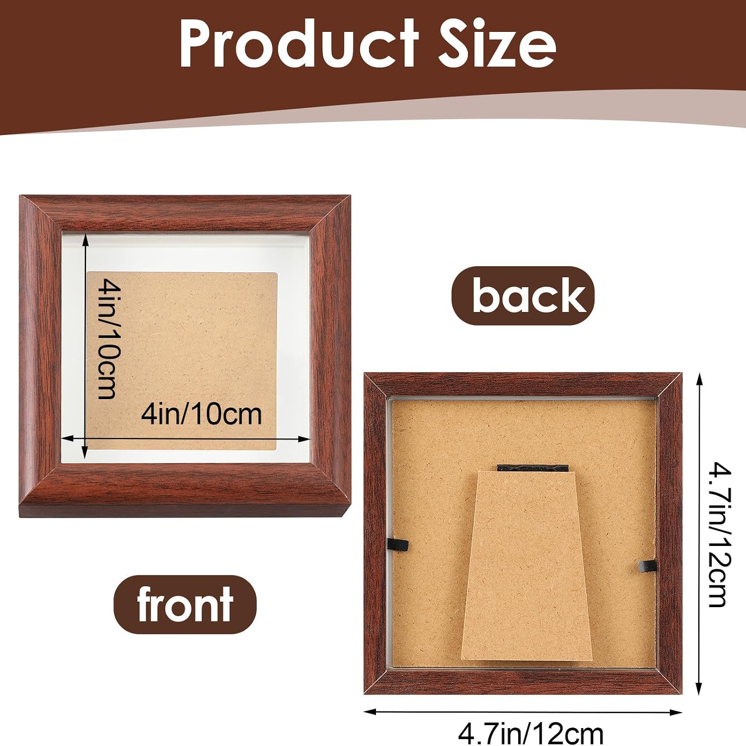 1 Pack 4x4 Shadow Box, Mini Shadow Box Display Case Made of Solid Wood