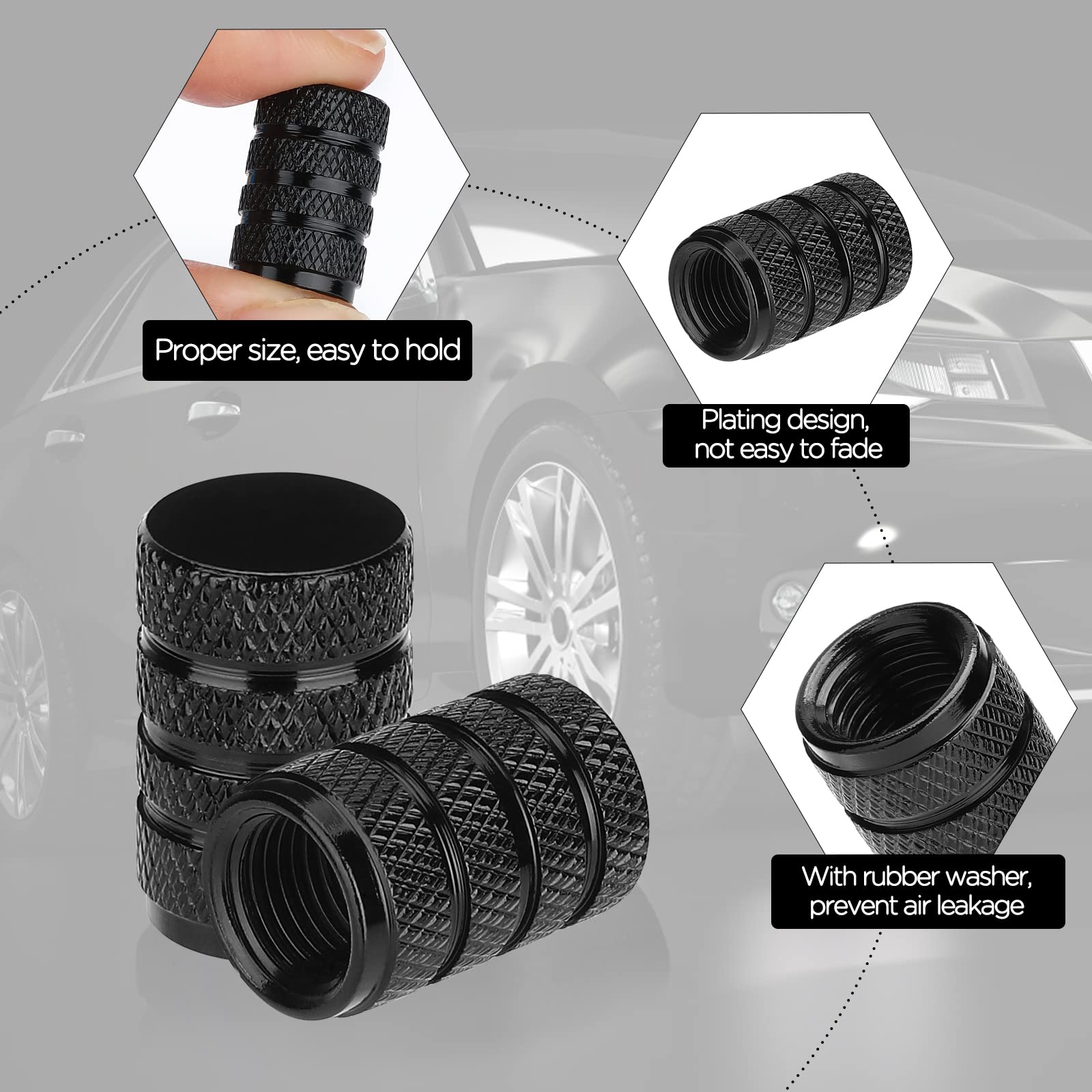 PROUSKY 8 tappi antipolvere per pneumatici in lega di alluminio per valvole pneumatici, tappi per valvole a testa esagonale, facili da impugnare per auto con guarnizione O-ring per bici, moto, blu