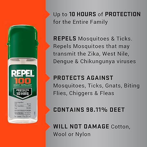 Miniatura 9 de Repel 100 repelente de insectos, repele mosquitos, garrapatas y jejenes, para condiciones severas, protege hasta por 10 horas, 98% DEET (aerosol con