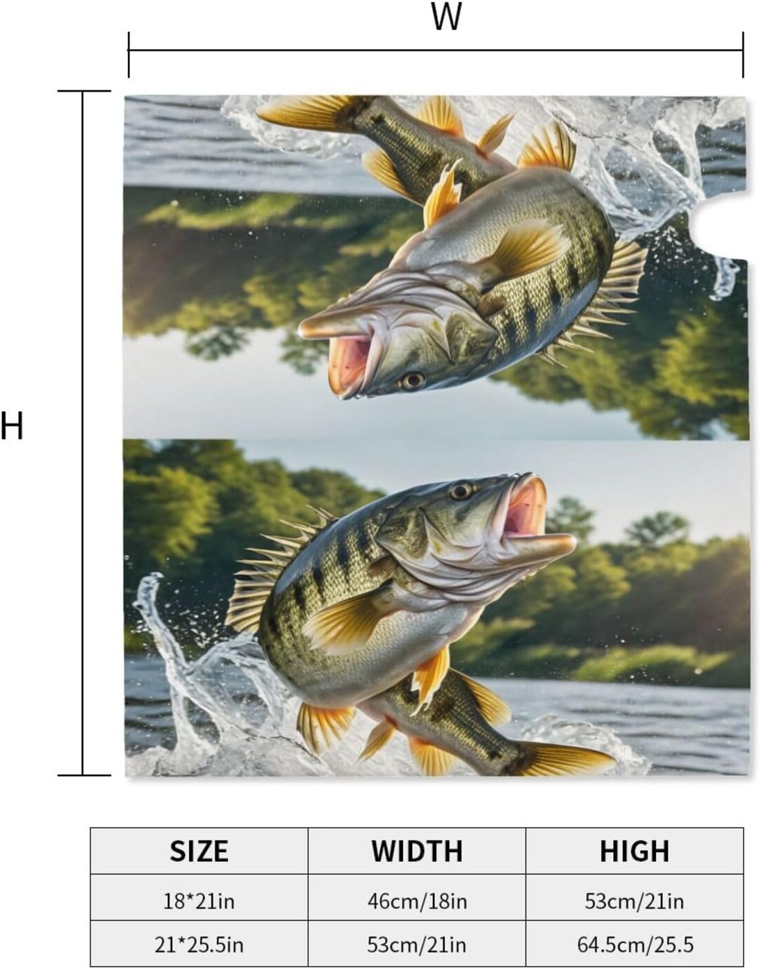 KIROJA Bass Fishing Wave Print Mailbox Cover-Magnetic Mailbox Protector Cover,Post Box Cover for Garden Yard Outdoor Decor