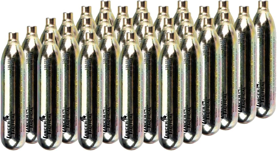 Lancer Tactical 25 Pack 12g CO2 Cartridges for Air Guns, BB Guns, Airsoft Pistols & Paintball Accessories