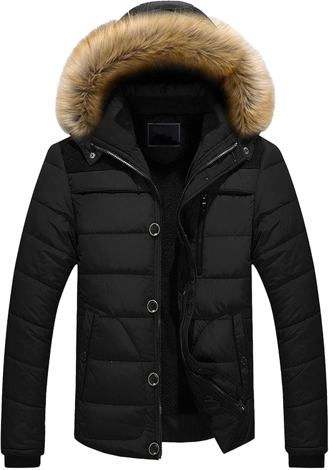 Maiyifu-GJ Men's Winter Parka Jacket Hooded Windproof Thicken Fleece Lined Coat Warm Windbreaker