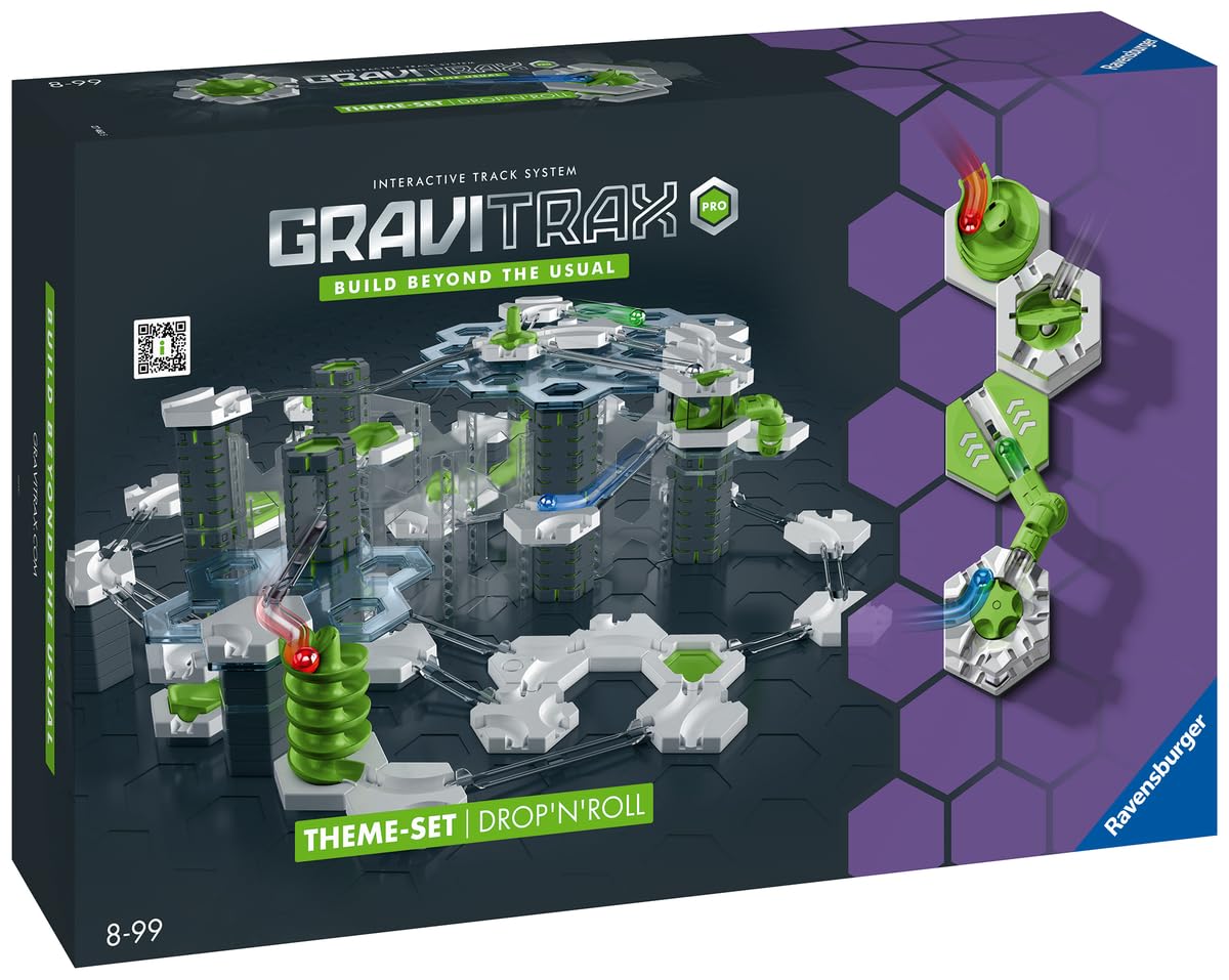 Ravensburger - Gravitrax Pro Set Drop n' Roll | Circuito Canicas con 190 Piezas | Rompecabezas Niños con Canicas | Juegos para Niños De 8 Años | Juegos Mesa Compatibles con Todos Los Gravitrax