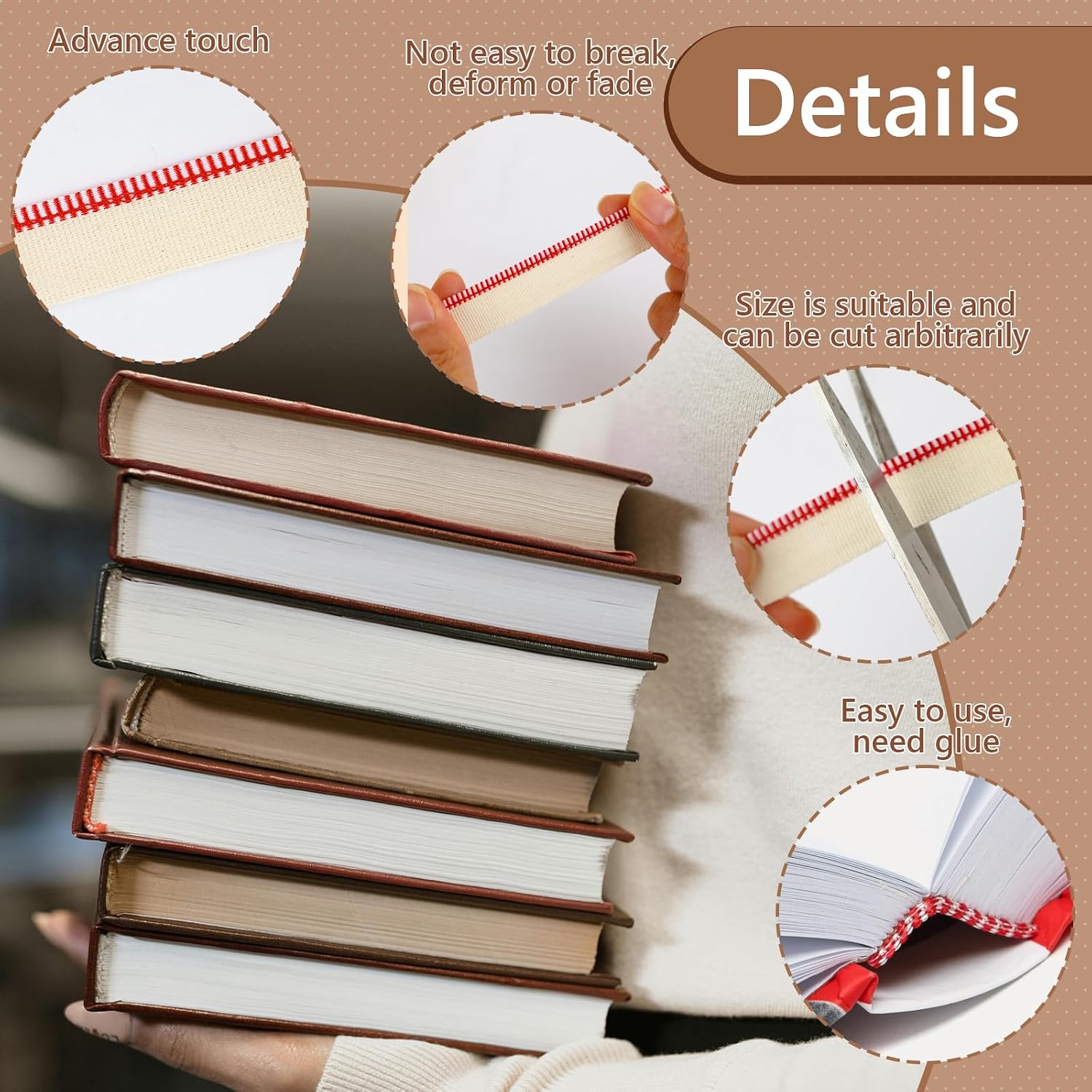 Lineco Silk Bookbinding Headband, Red, 6 Inch