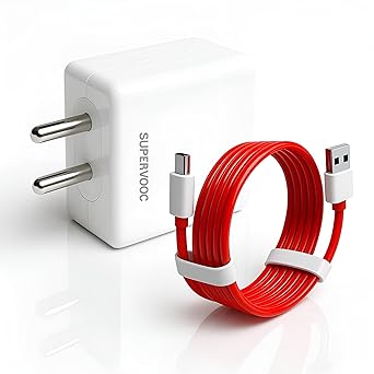 65W Fast Charging Adaptor and USB to Type C 100 cm Cable Compatible with Samsung, OnePlus, Redmi, Oppo Mobiles, Ultradart, Turbopower, Dash, Warp, Supervooc All Protocols Support | 65 w charger, White