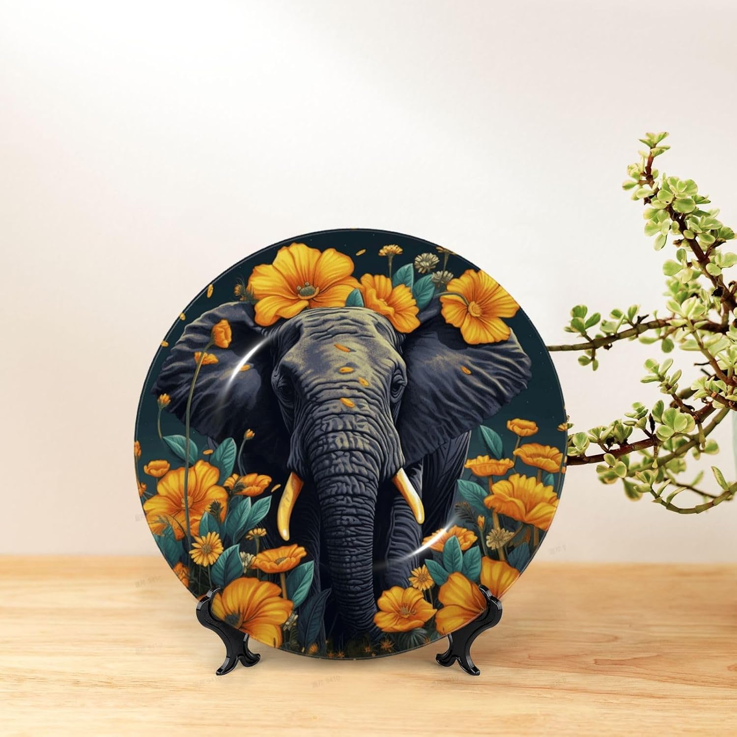 Decorative Plate Art Crafts Bone China Decorative Plate with Display Rack Souvenir Wall Decor Ceramic Ornaments Dinner Plates Ceramic Decoratives Plates for Home Office 10in