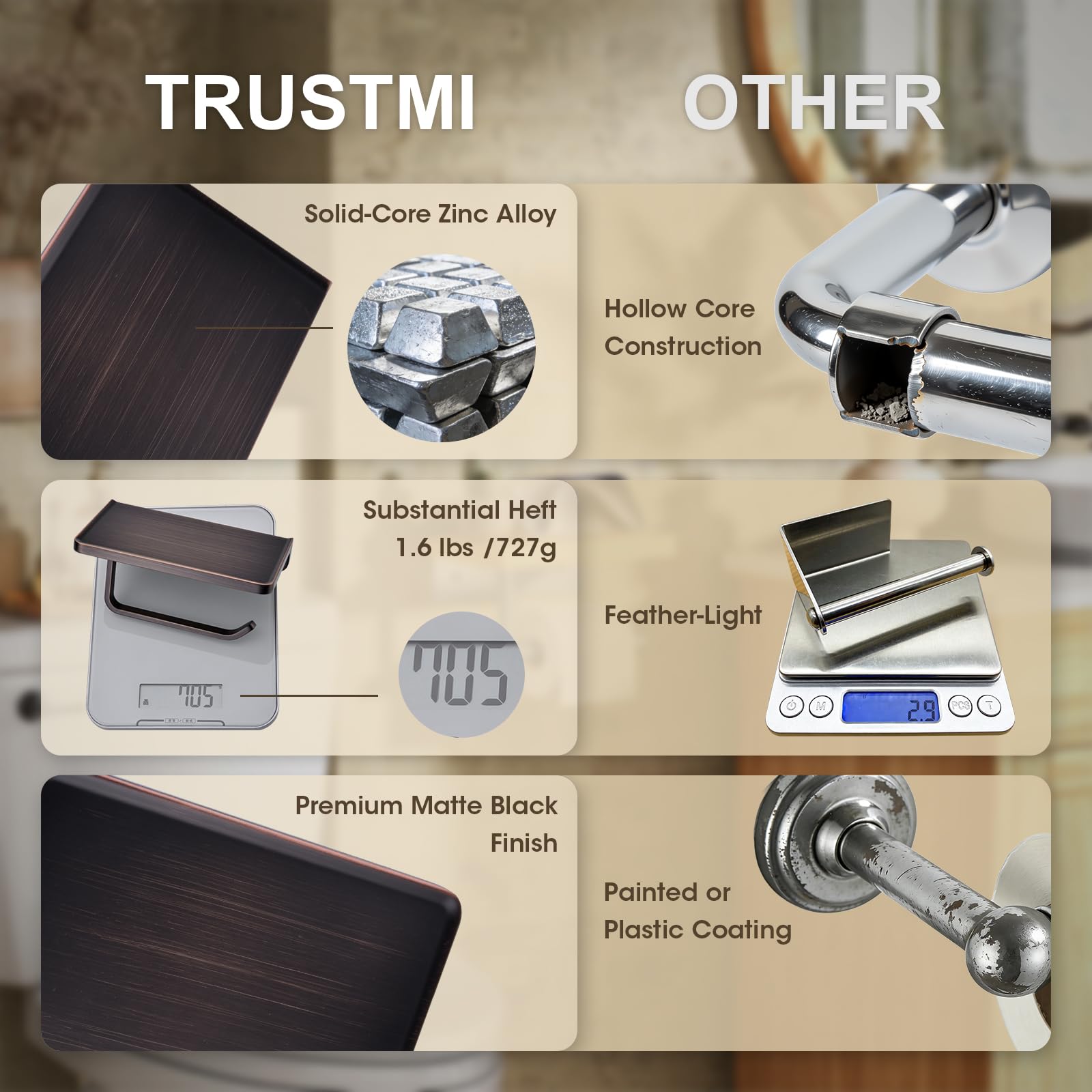 Toilettenpapierhalter mit Telefonablage Badezimmer Wandmontage Tissue Rollenspender Aufbewahrung Öl eingerieben Bronze