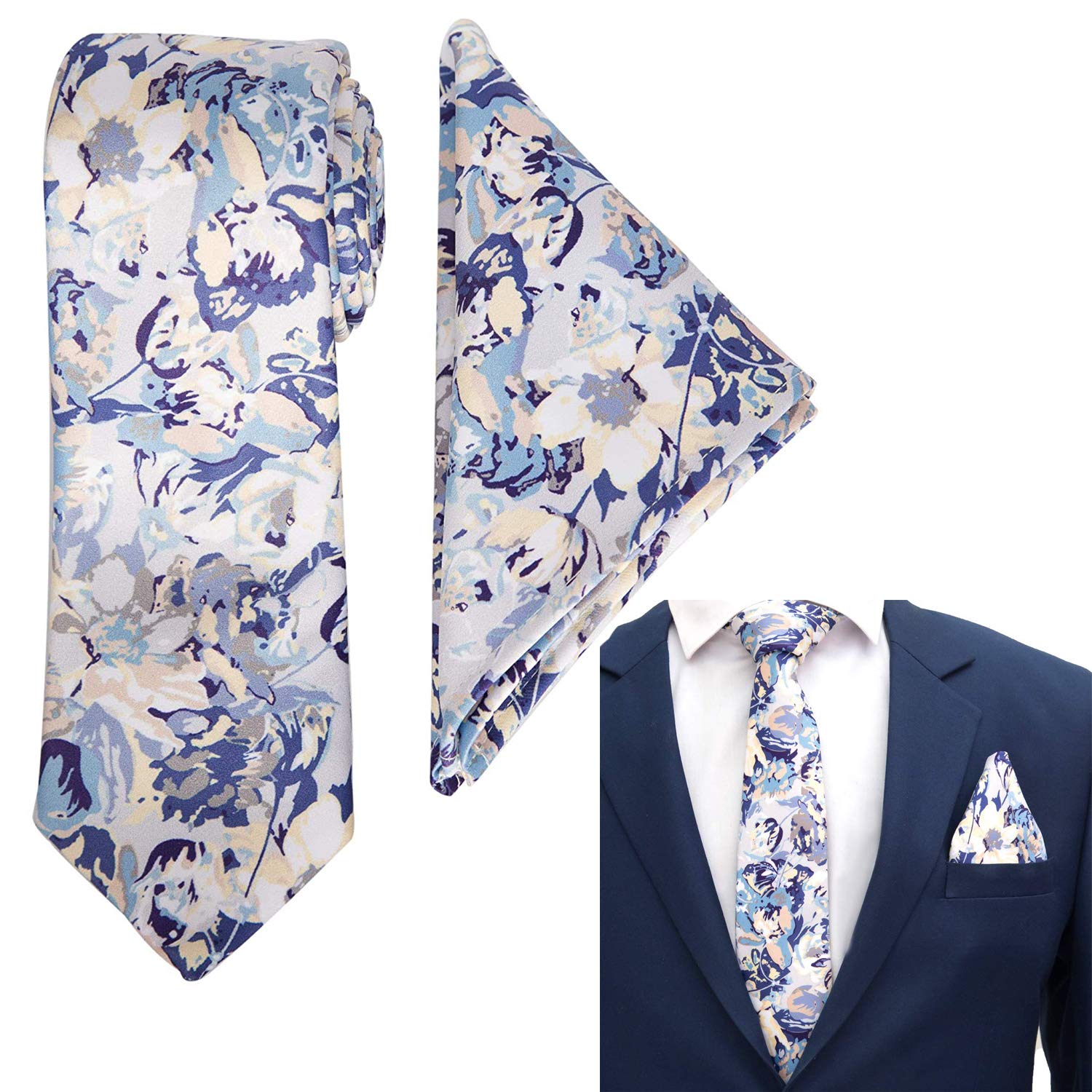 VIBHAVARI Men's Micro Polyester Paisley Necktie Set with Pocket Square (Blue, Free Size) - Review, Price and Buying Guide