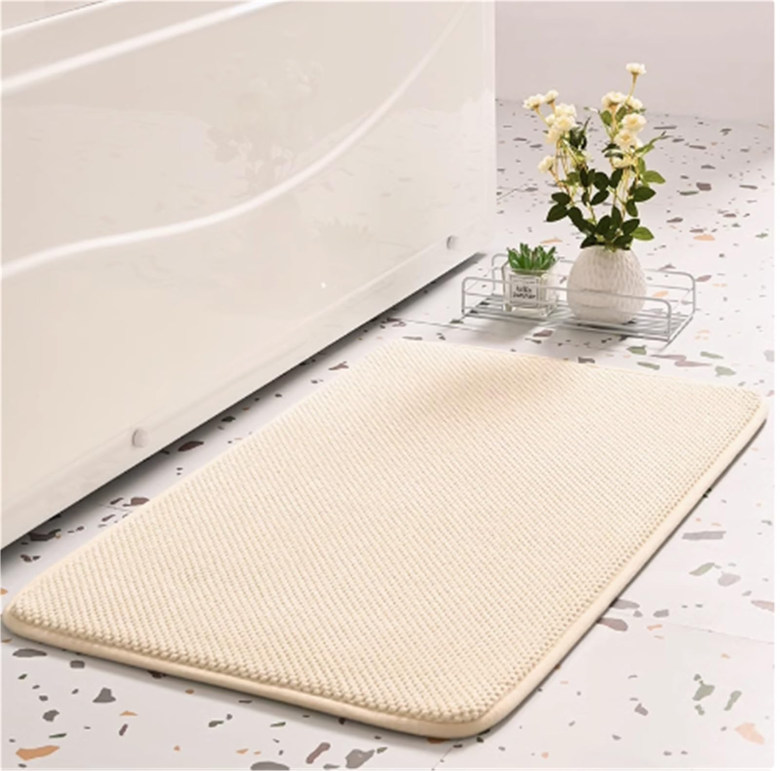 Tapis de salle de bain absorbant en polyester extra doux pour douche
