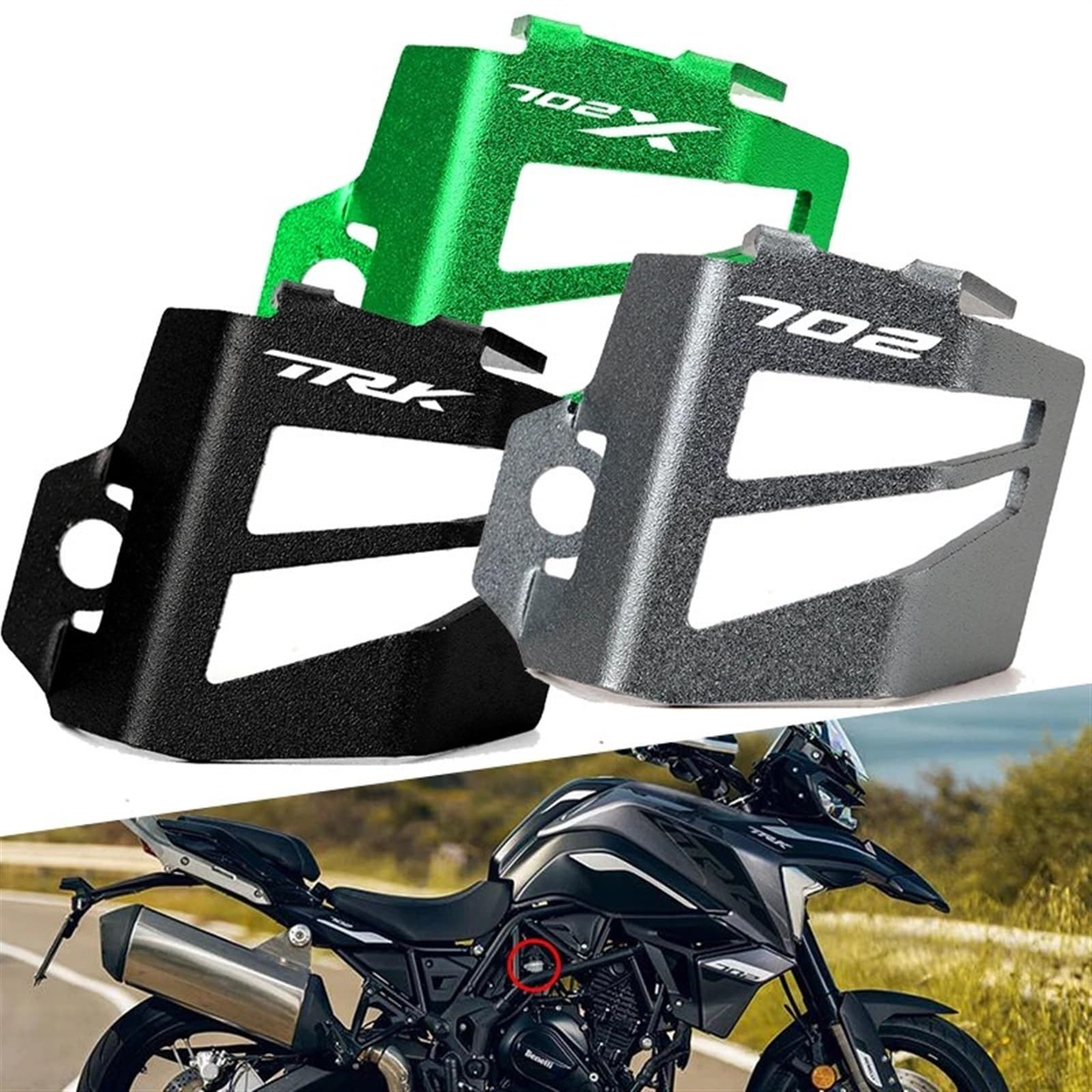 LOTFI Fit For Benelli TRK 702 702X 502 502X BJ500 Leoncino 500 Motorcycle Rear Brake Fluid Tank Reservoir Guard Cover Oil Cap Accessories (Size : Black 702X)