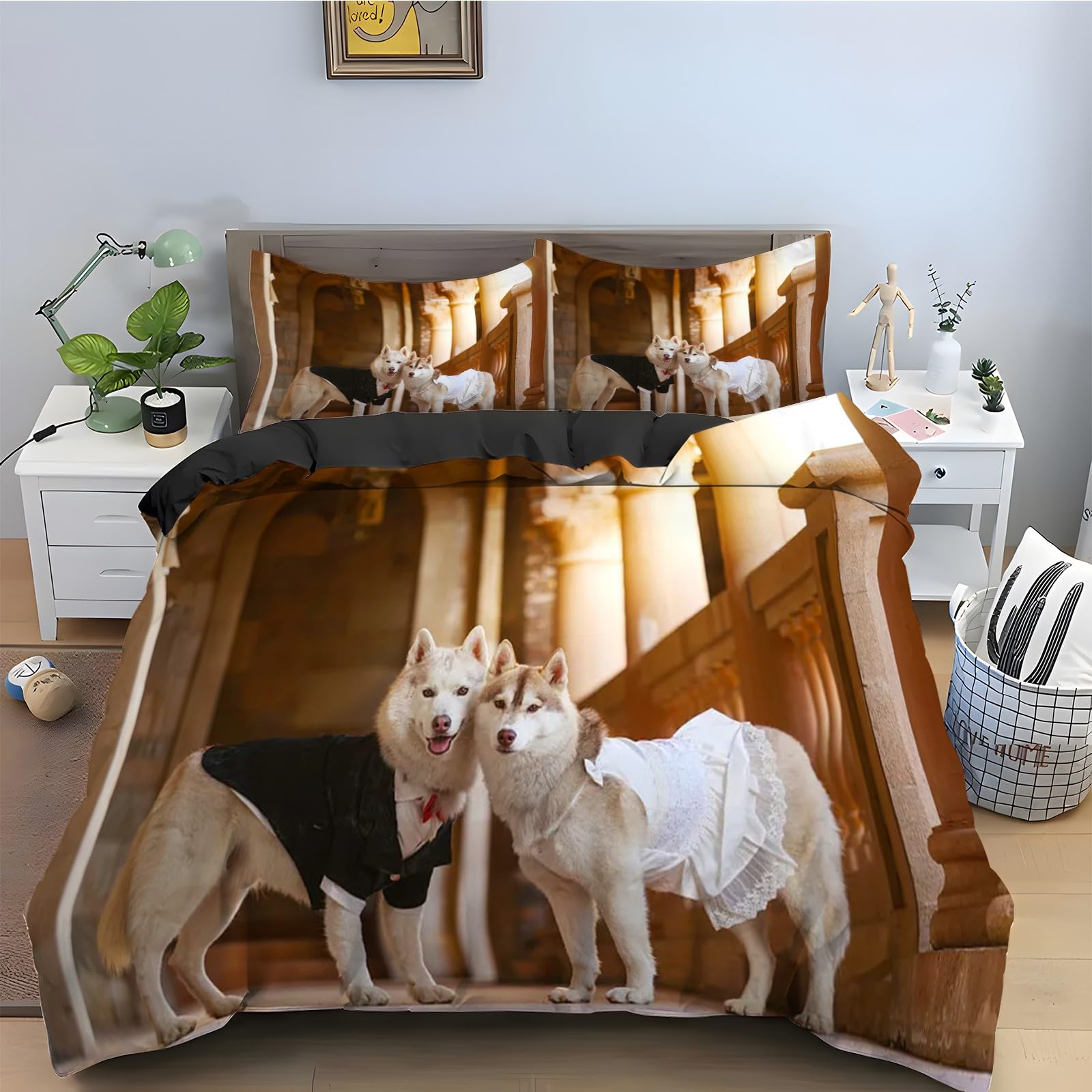 Ensemble de literie 3 pièces motif animalier en microfibre douce premium 200x200