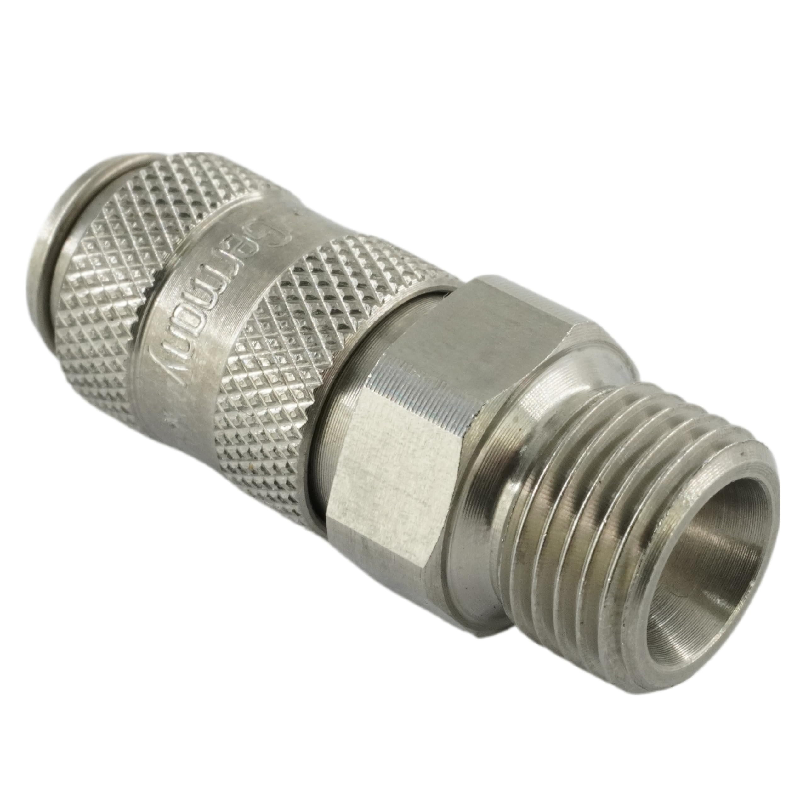 Druckluftkupplung NW 2,7 mit Außengewinde und Dichtungsring Micro-Kupplung Messing/vernickelt Edelstahl (Edelstahl - M5)
