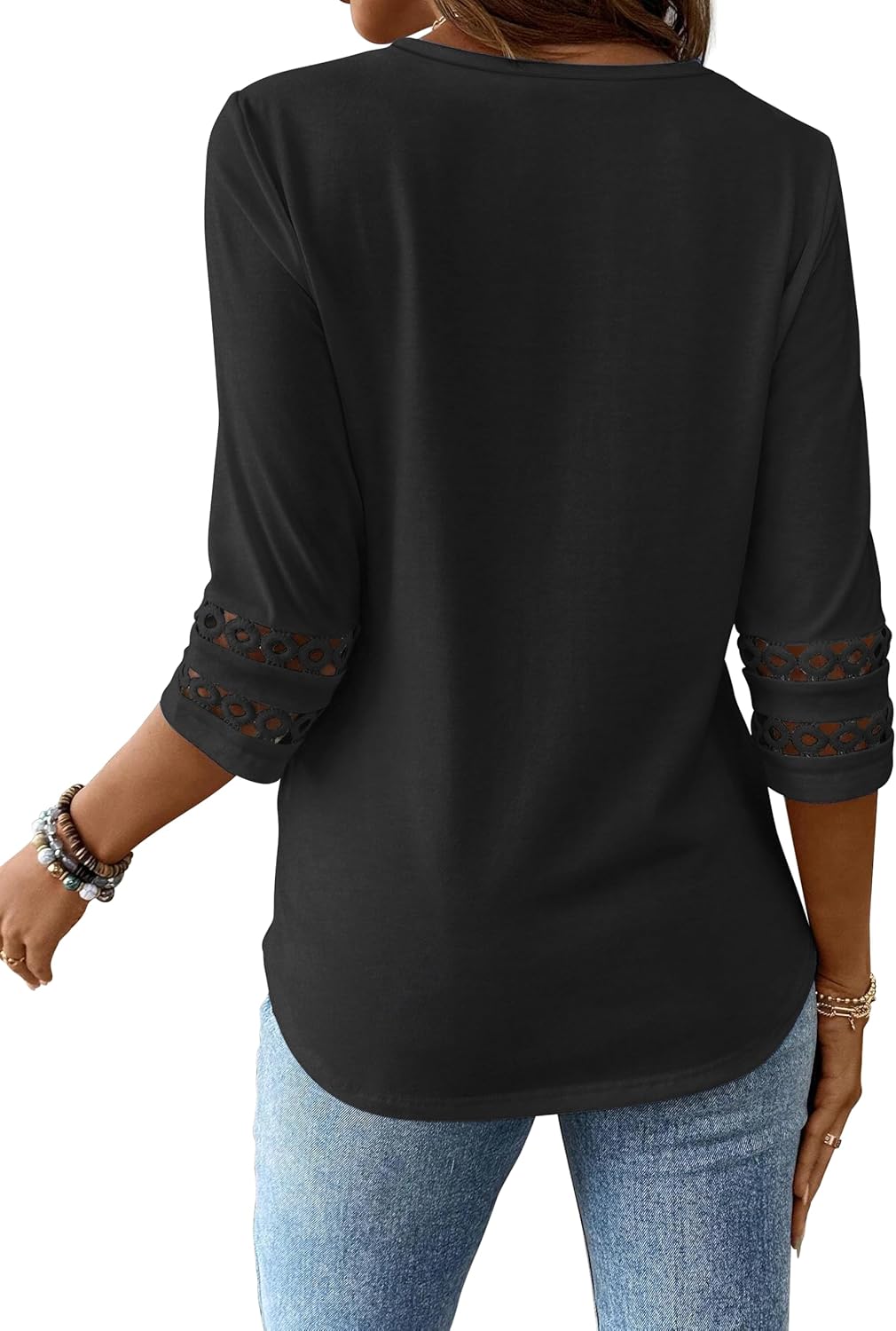 Women's 3/4 Sleeve Tops Square Neck Dressy Casual T-Shirt 2025 Trendy Fashion Business Shirt Fall Basic Tee Blouse - Image 4