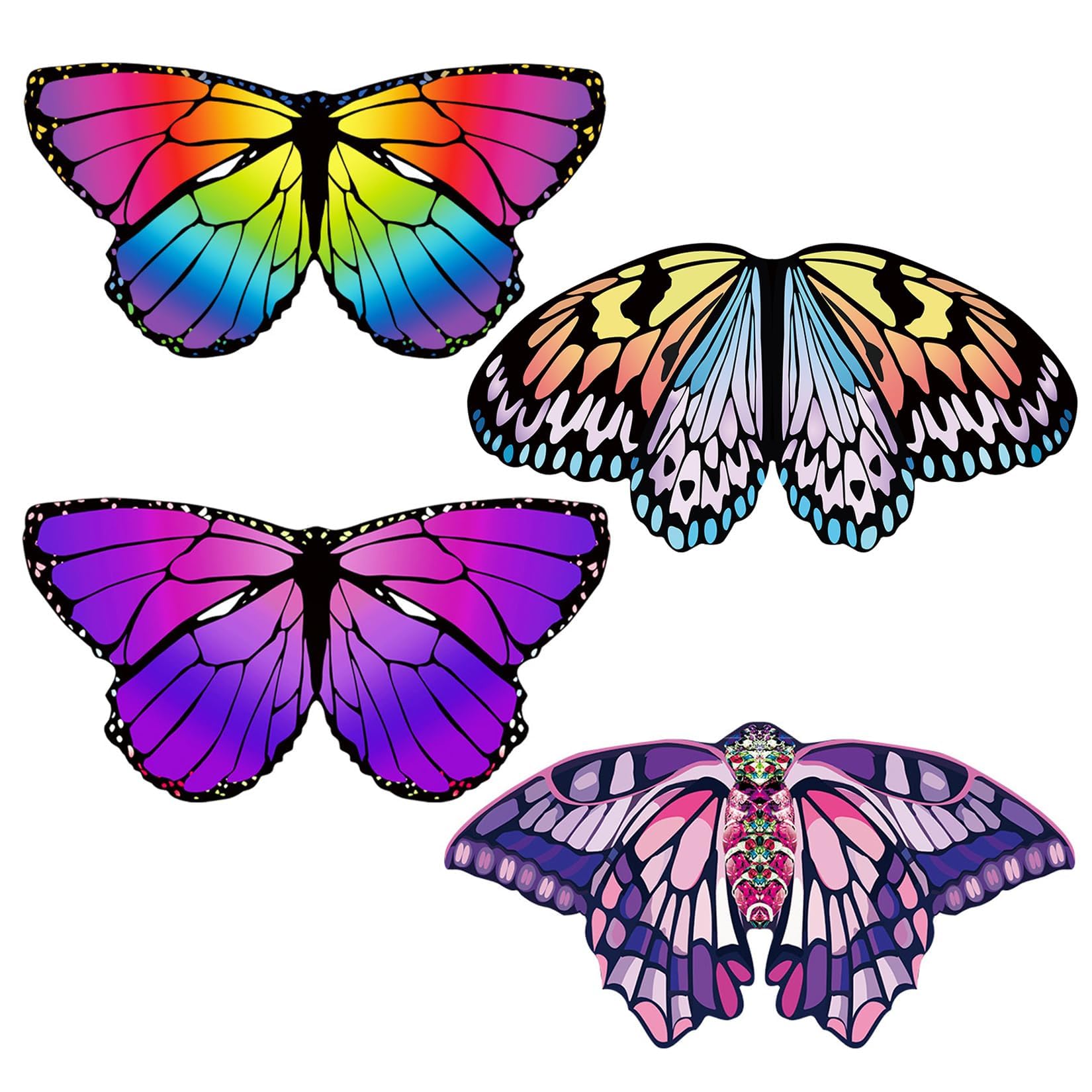TERRIFI 4 Pack Butterfly Costume, Kids Fairy Butterfly Wings, Toddler Dress Up Wings, Suitable for Birthday Party Favors Gifts