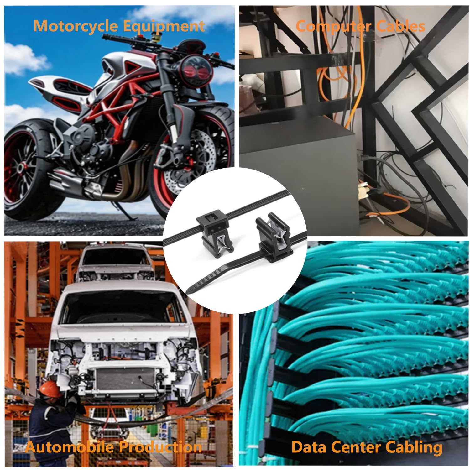 16 Supporti per Fascette Fermacavi 13.8 x 11.3 x 3 mm Fascette Stringicavo in Plastica con Clip Edge Nero Plastica Fascette Stringicavo con Clip Edge Per L'utilizzo in Officine e Abitazioni